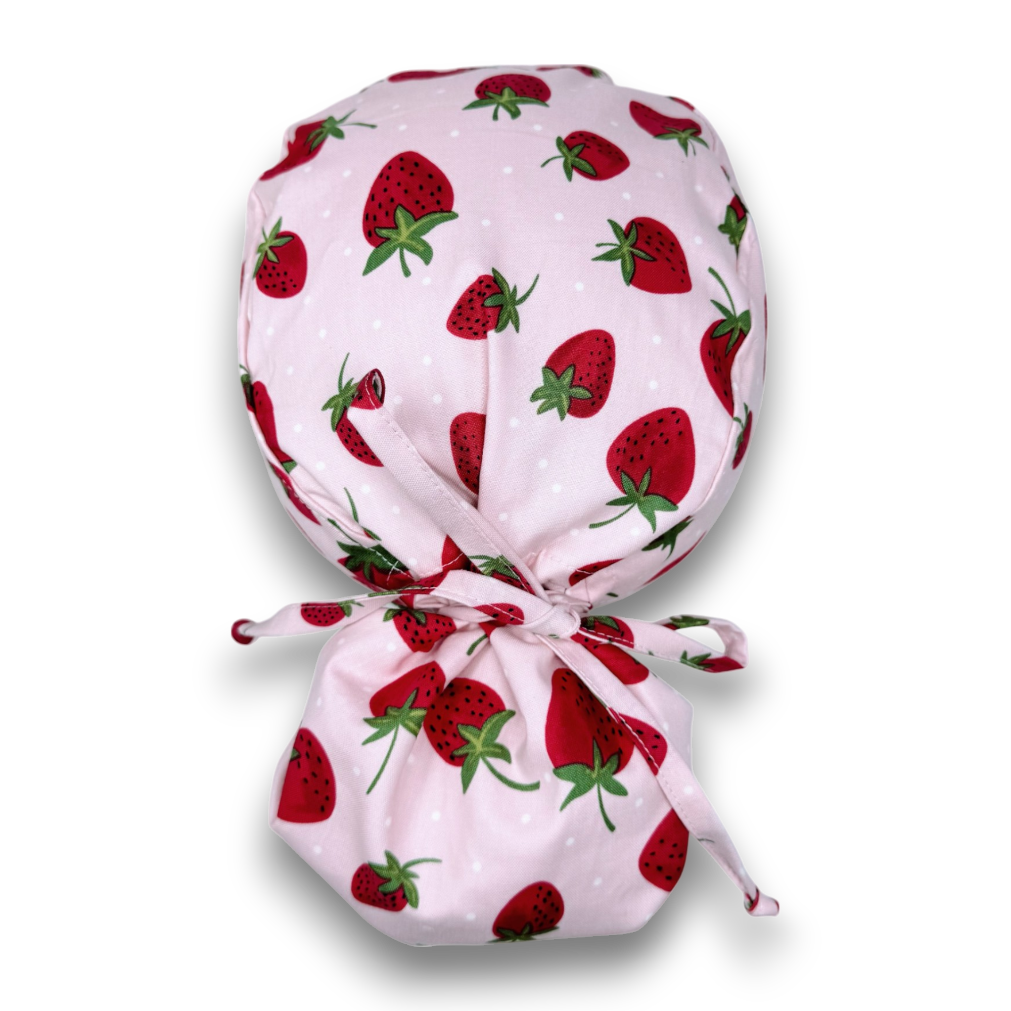 Strawberry Ponytail scrub cap for women with satin lined option by Paradise Caps.