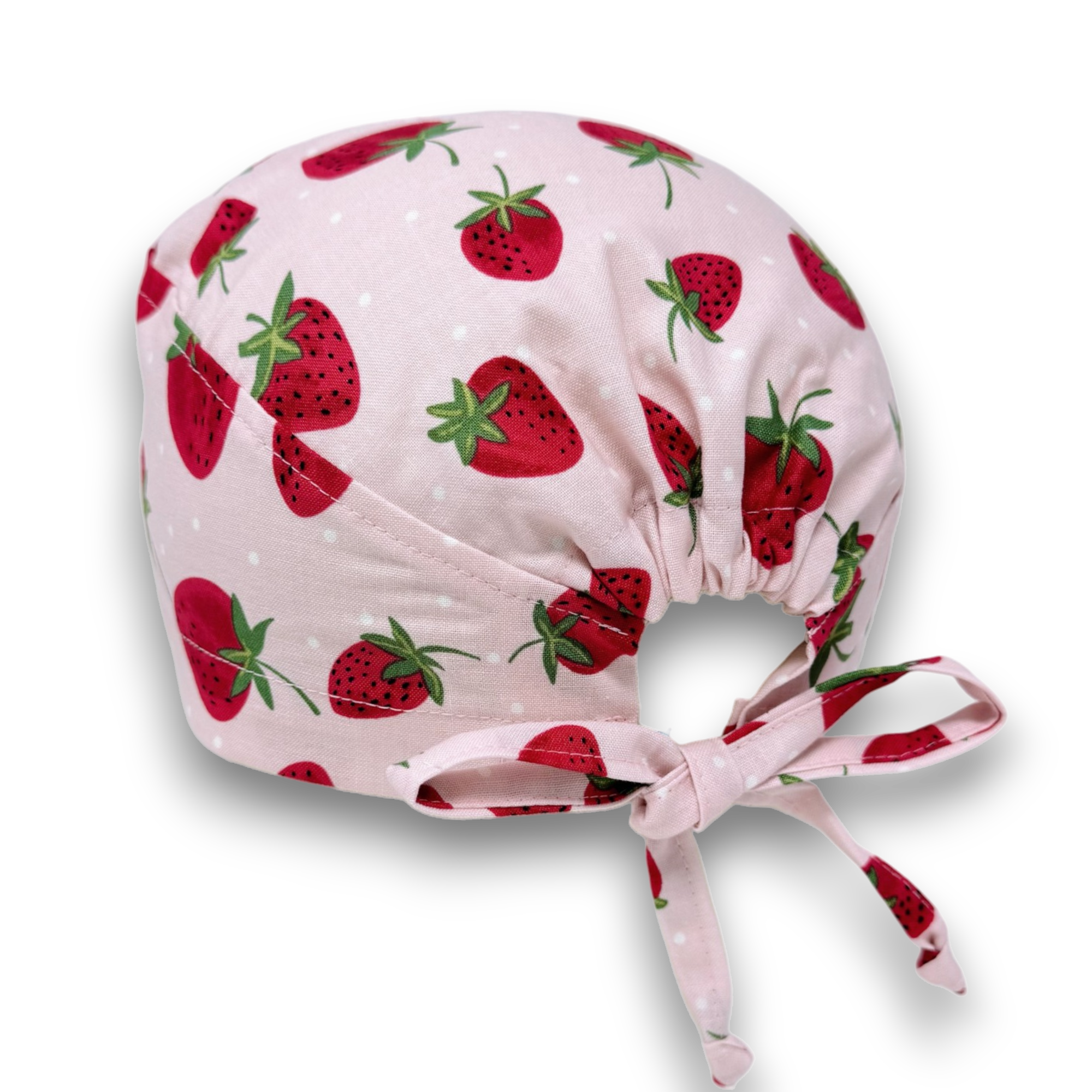 Strawberry Skull tie-back style surgical scrub cap by Paradise Caps.