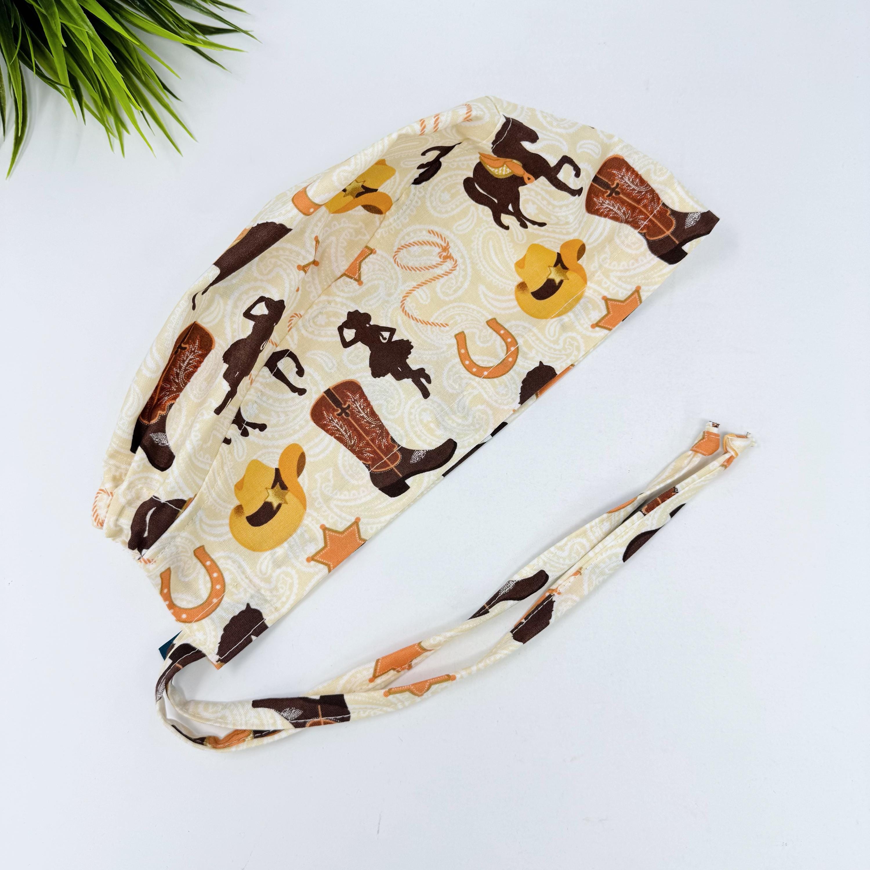 Cowboy Men's Skull tie-back style surgical scrub cap for men by Paradise Caps.
