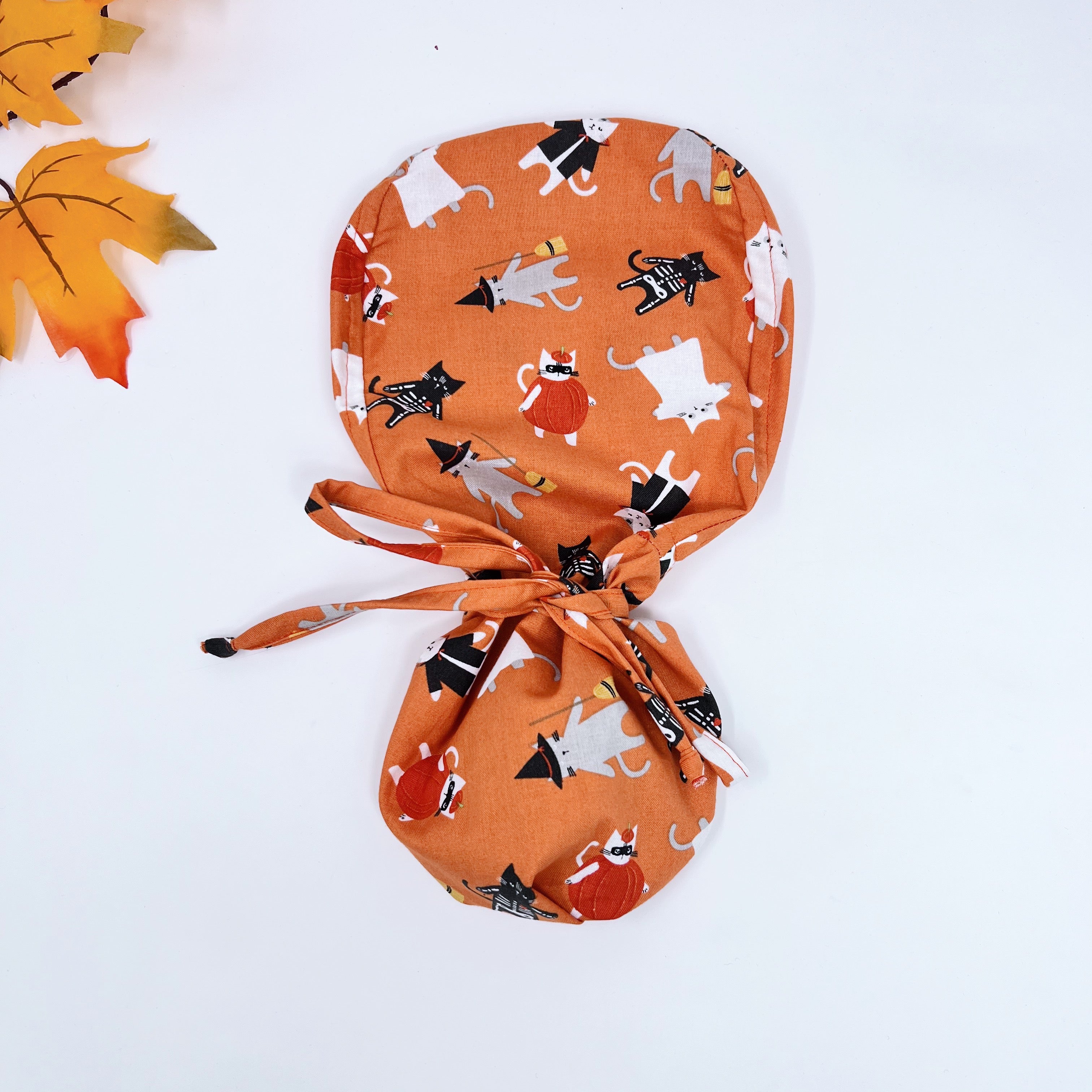 Halloween cats Ponytail scrub cap, Surgical cap women. Satin Lined Option Surgical cap with ponytail.