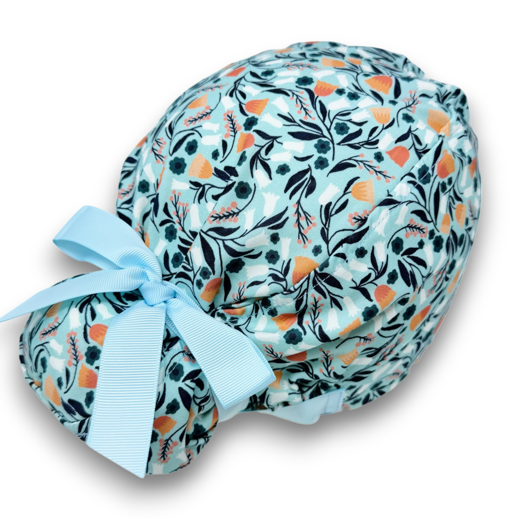 Orange bell Euro scrub cap with ties for Women by Paradise Caps. Euro PLUS style.