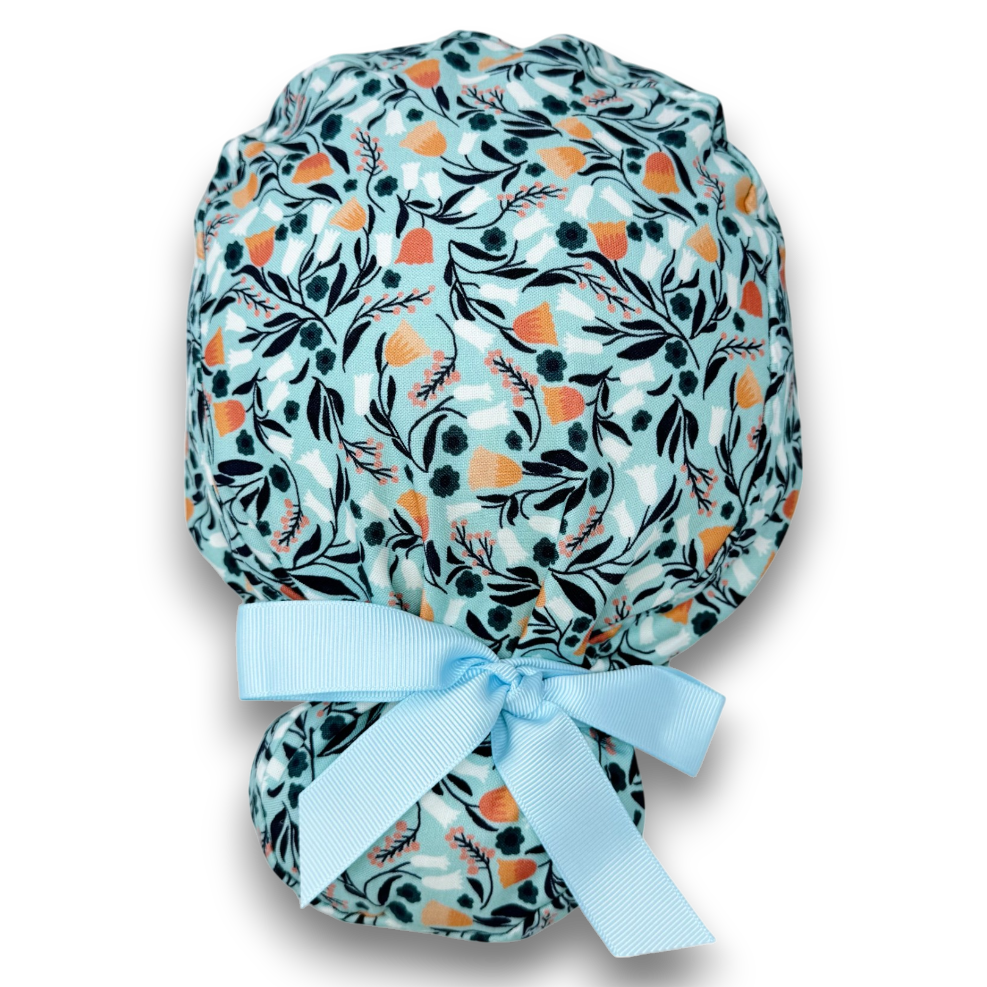 Orange bell Euro scrub cap with ties for Women by Paradise Caps. Euro PLUS style.