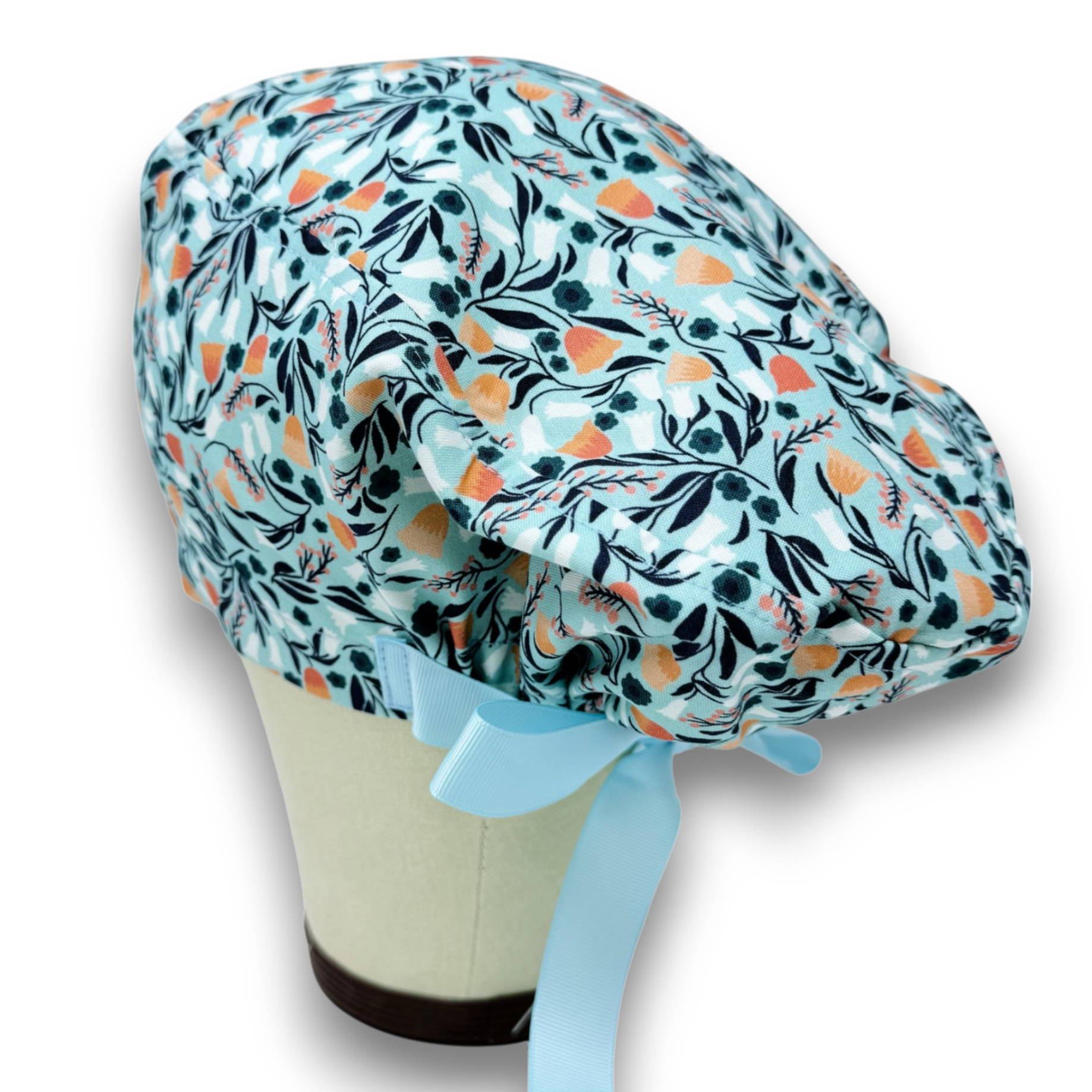 Orange bell Euro scrub cap with ties for Women by Paradise Caps. Euro PLUS style.