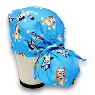 Funny Ponytail scrub cap for women with satin lined option by Paradise Caps.