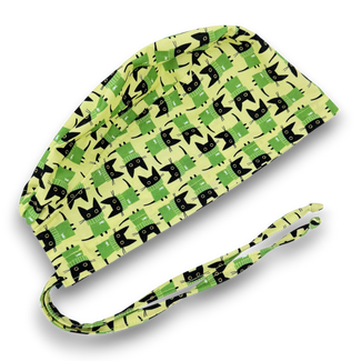 Cat Skull tie-back style surgical scrub cap by Paradise Caps.
