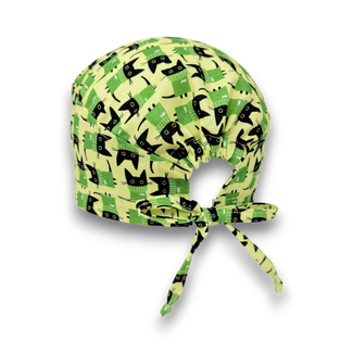 Cat Skull tie-back style surgical scrub cap by Paradise Caps.