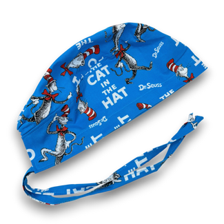 The Cat Skull tie-back style surgical scrub cap by Paradise Caps.