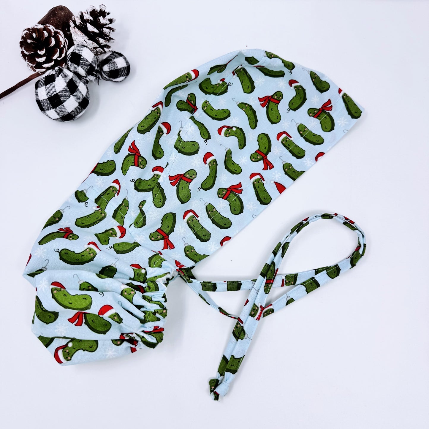 Christmas ponytail scrub cap. Funny Christmas scrub cap for women