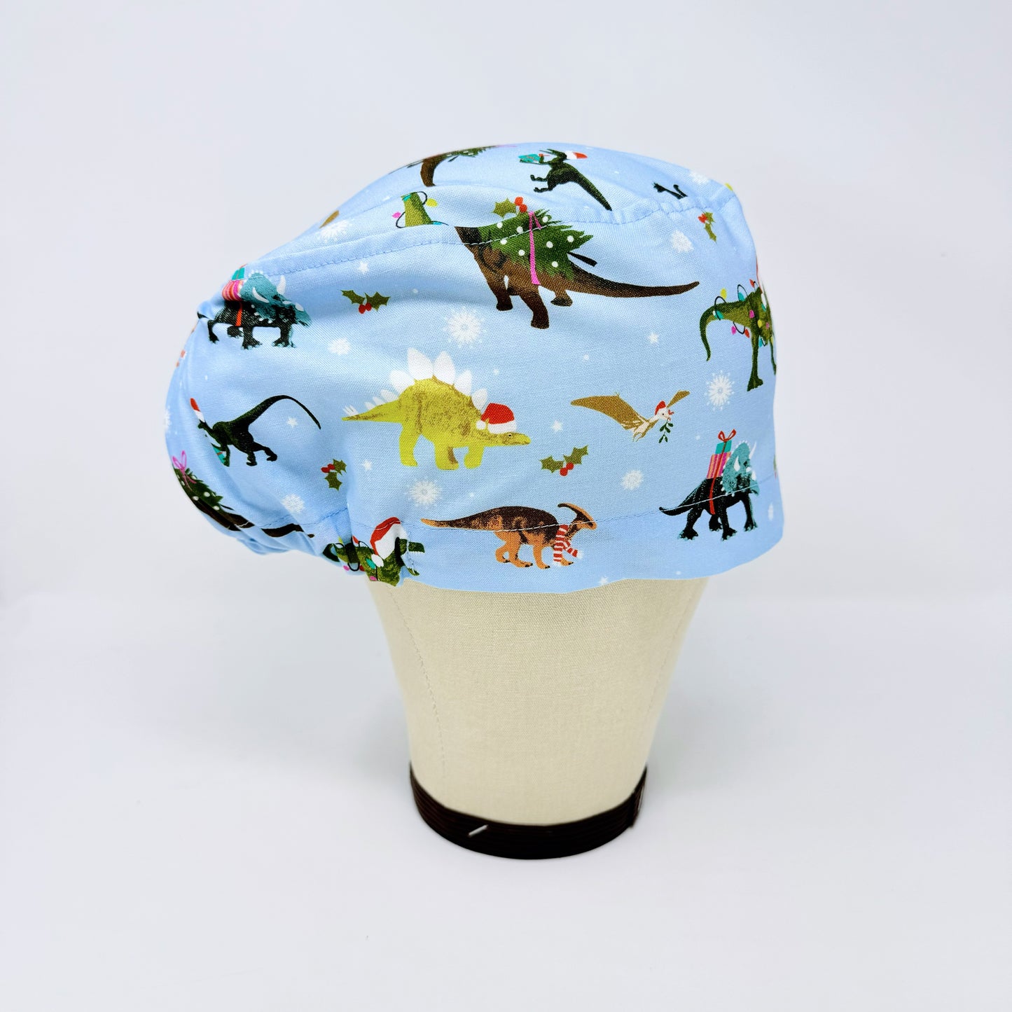 Funny christmas european scrub cap, dinosaurs print