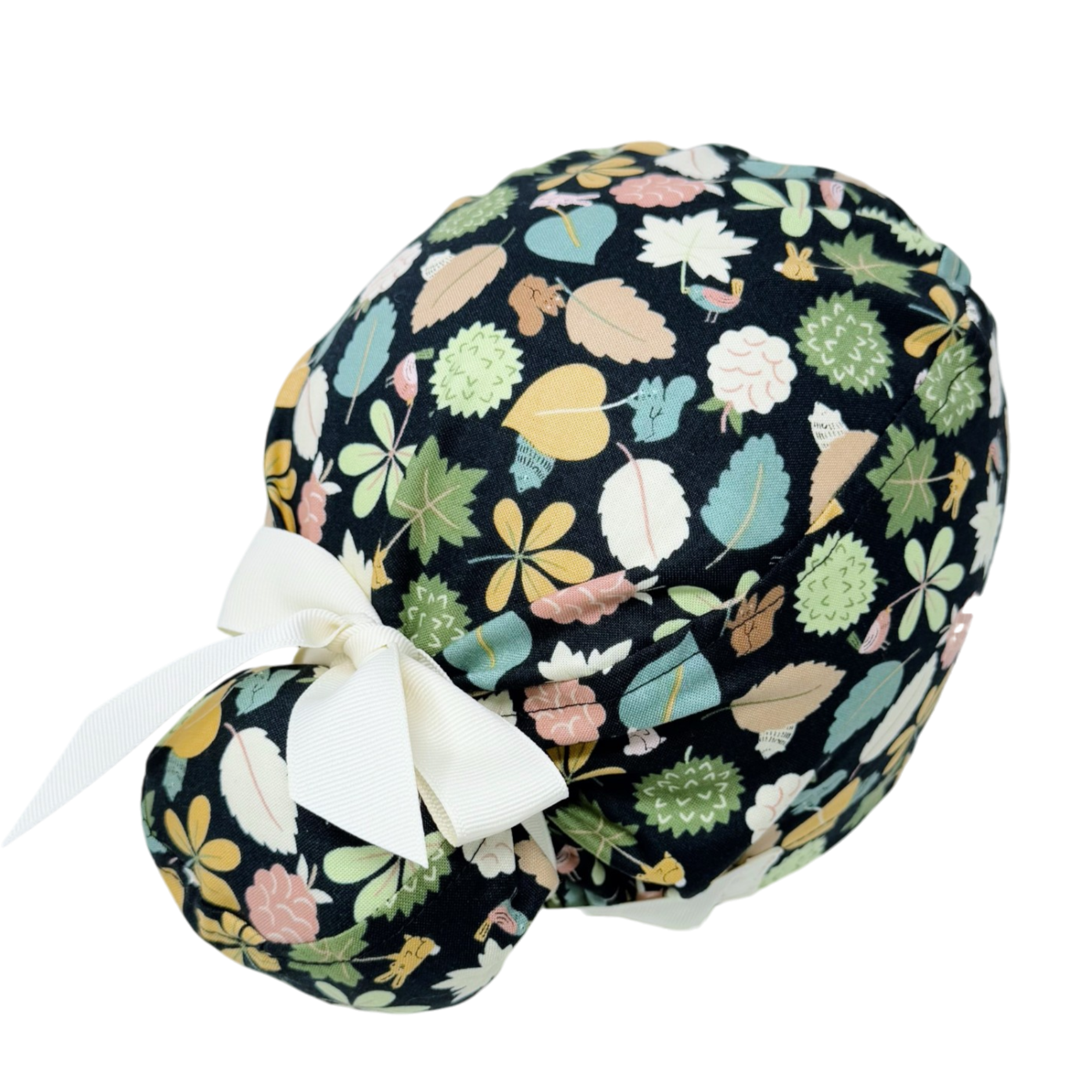 Leaf Euro scrub cap with ties for Women by Paradise Caps. Euro PLUS style.