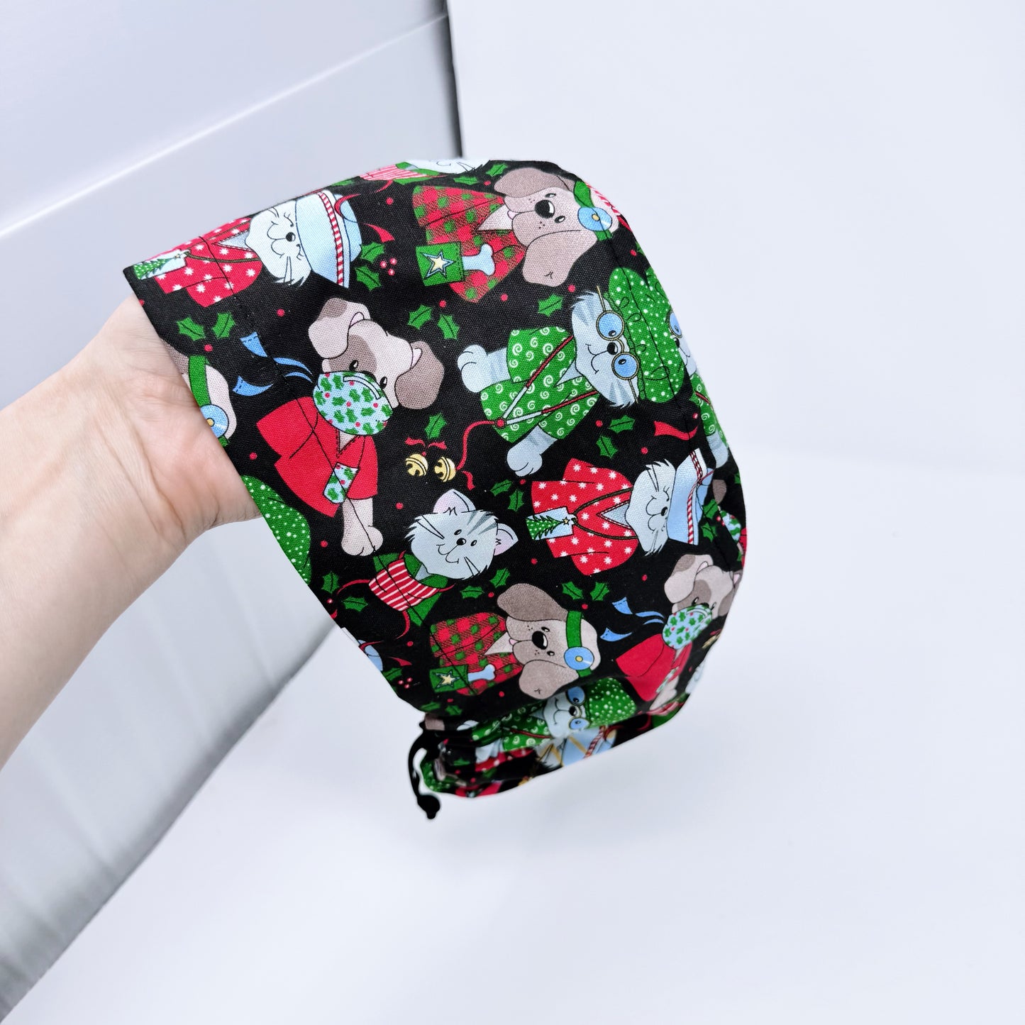 Funny european scrub cap. Christmas scrub cap. Dogs and cats print