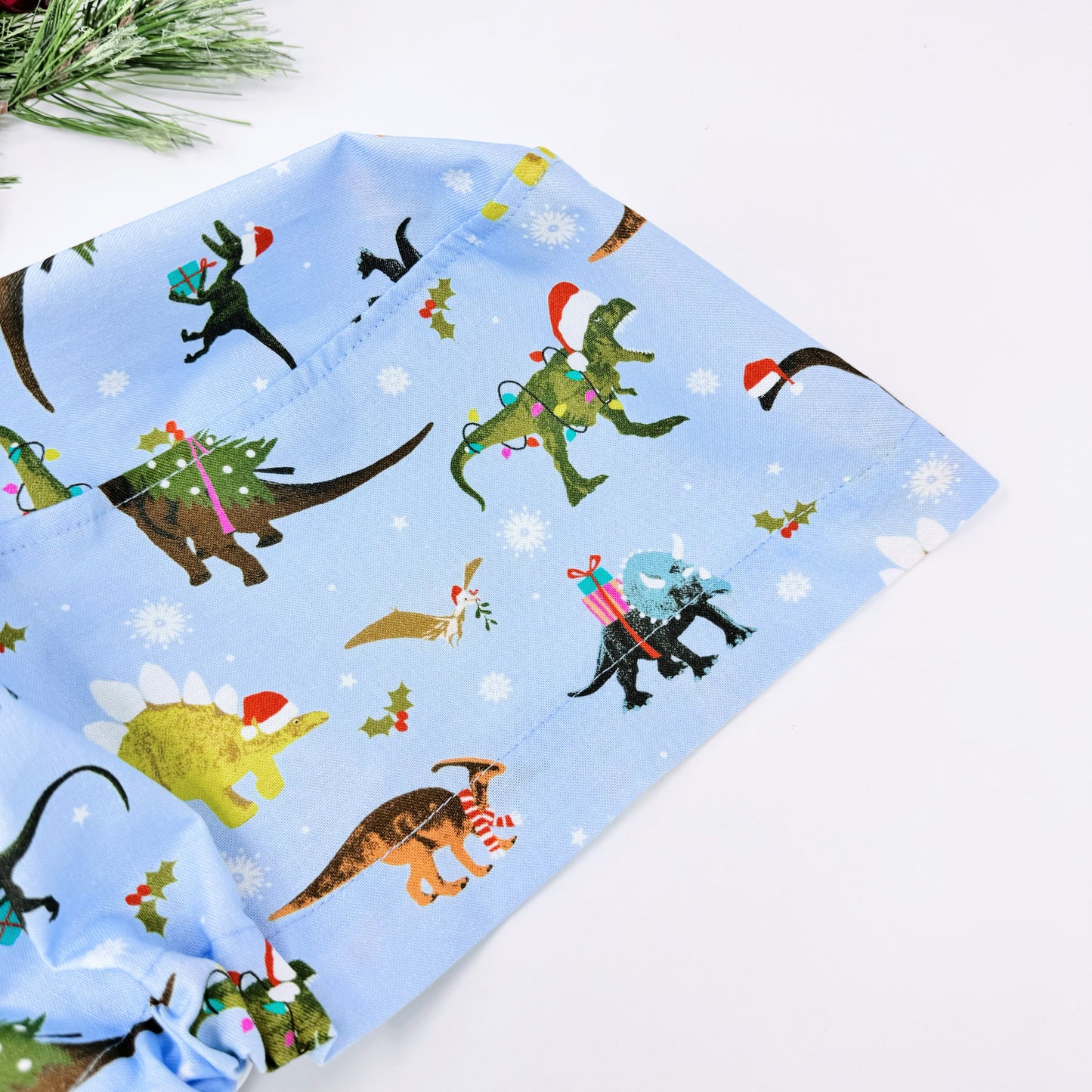 Funny christmas european scrub cap, dinosaurs print