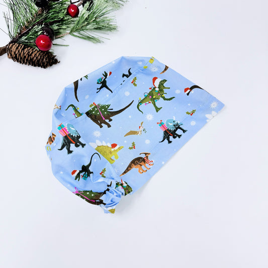 Funny christmas european scrub cap, dinosaurs print