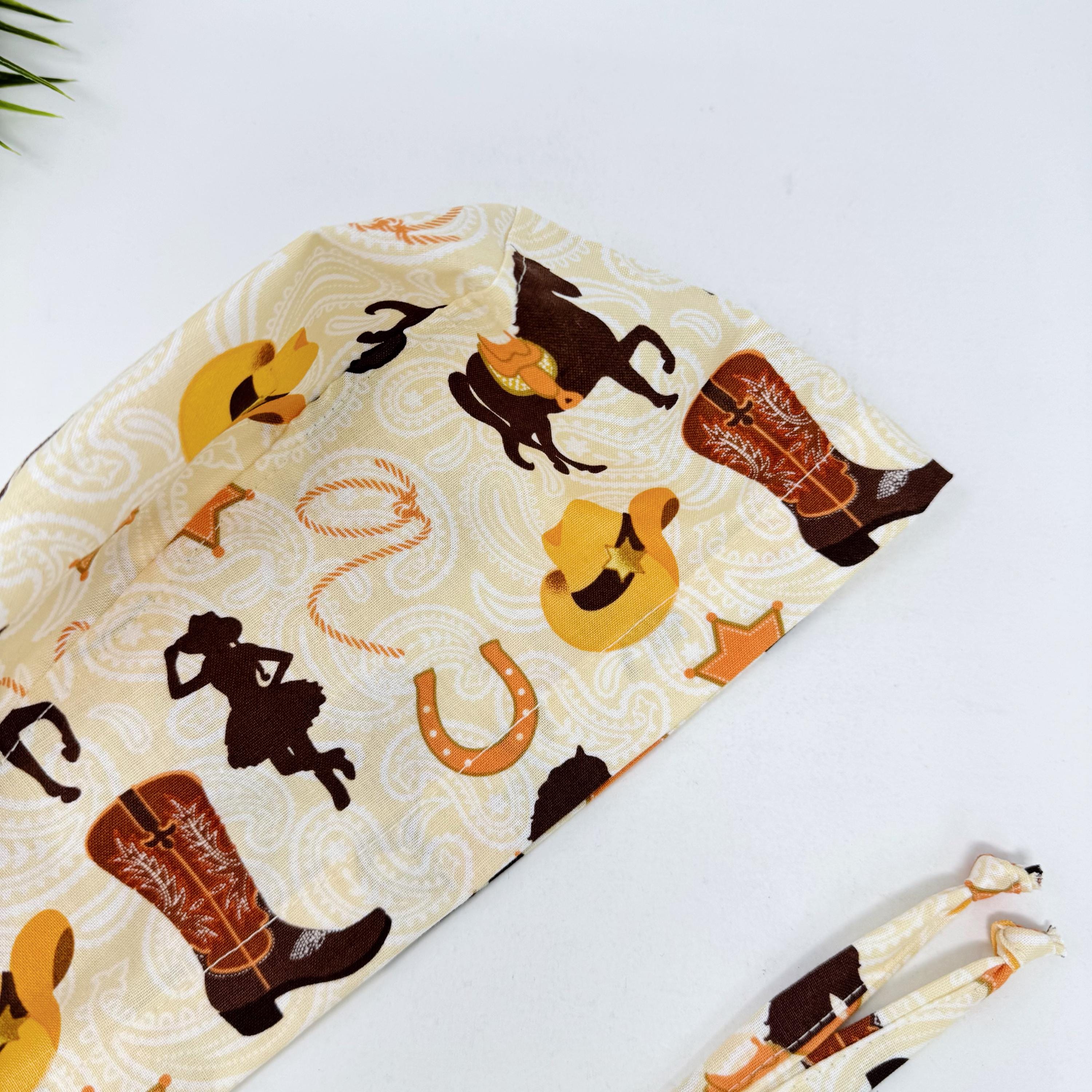 Cowboy Men's Skull tie-back style surgical scrub cap for men by Paradise Caps.