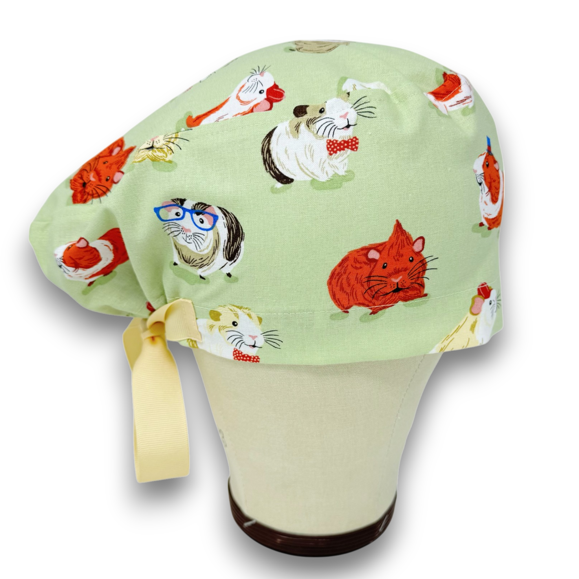 Guinea pig Euro scrub cap with ties for Women by Paradise Caps. Euro PLUS style.