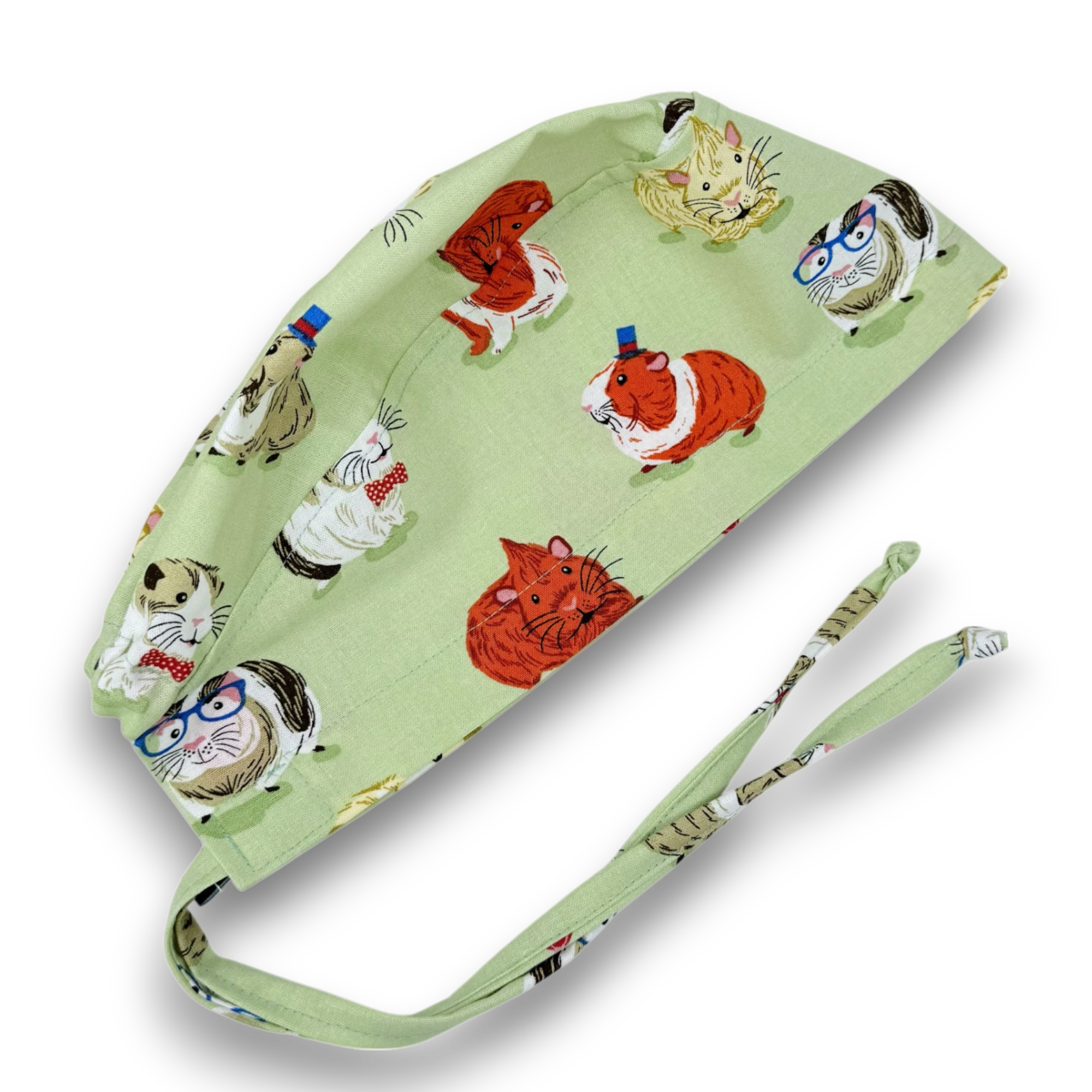 Guinea pig Skull tie-back style surgical scrub cap by Paradise Caps.