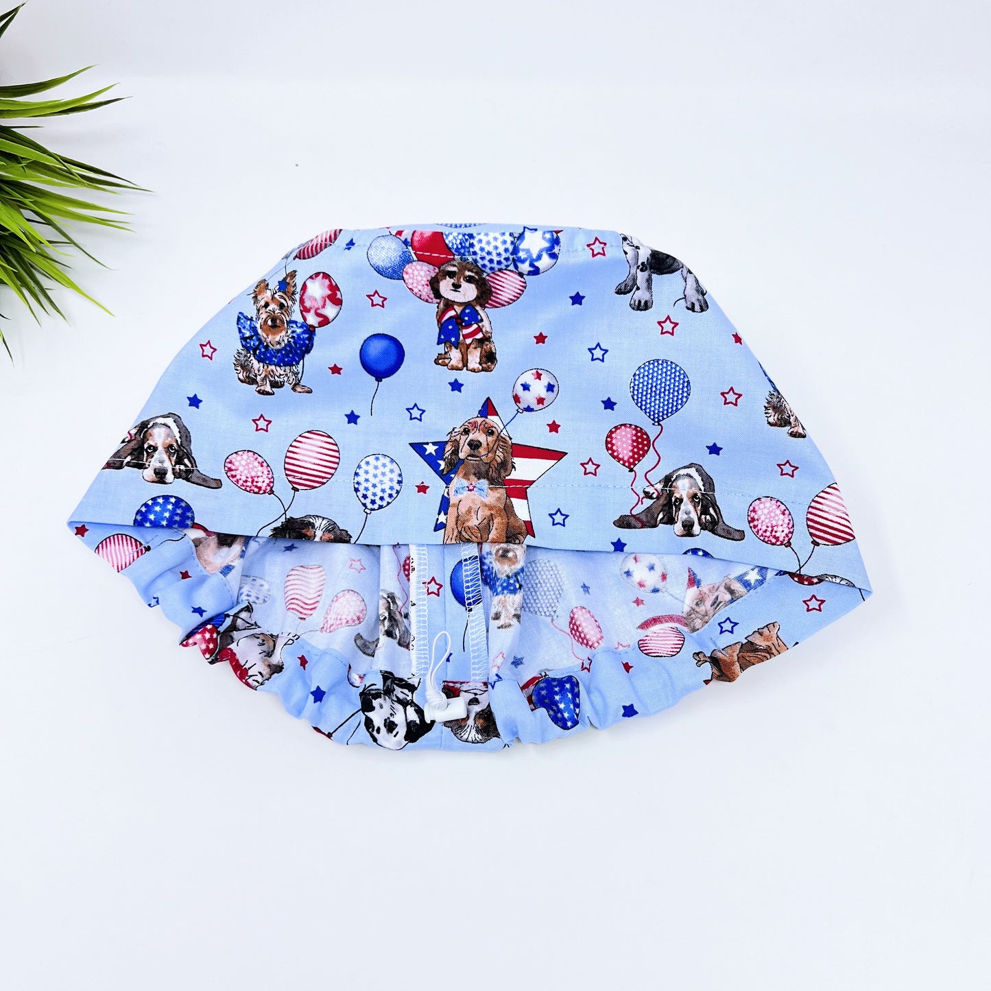 Dogs in the USA Euro Scrub Cap for Women, Surgical cap Satin Lined Option