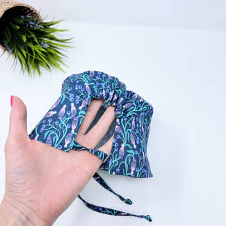 Floral surgical cap. Summer Skull tie-back style scrub cap with satin lined option by Paradise Caps.