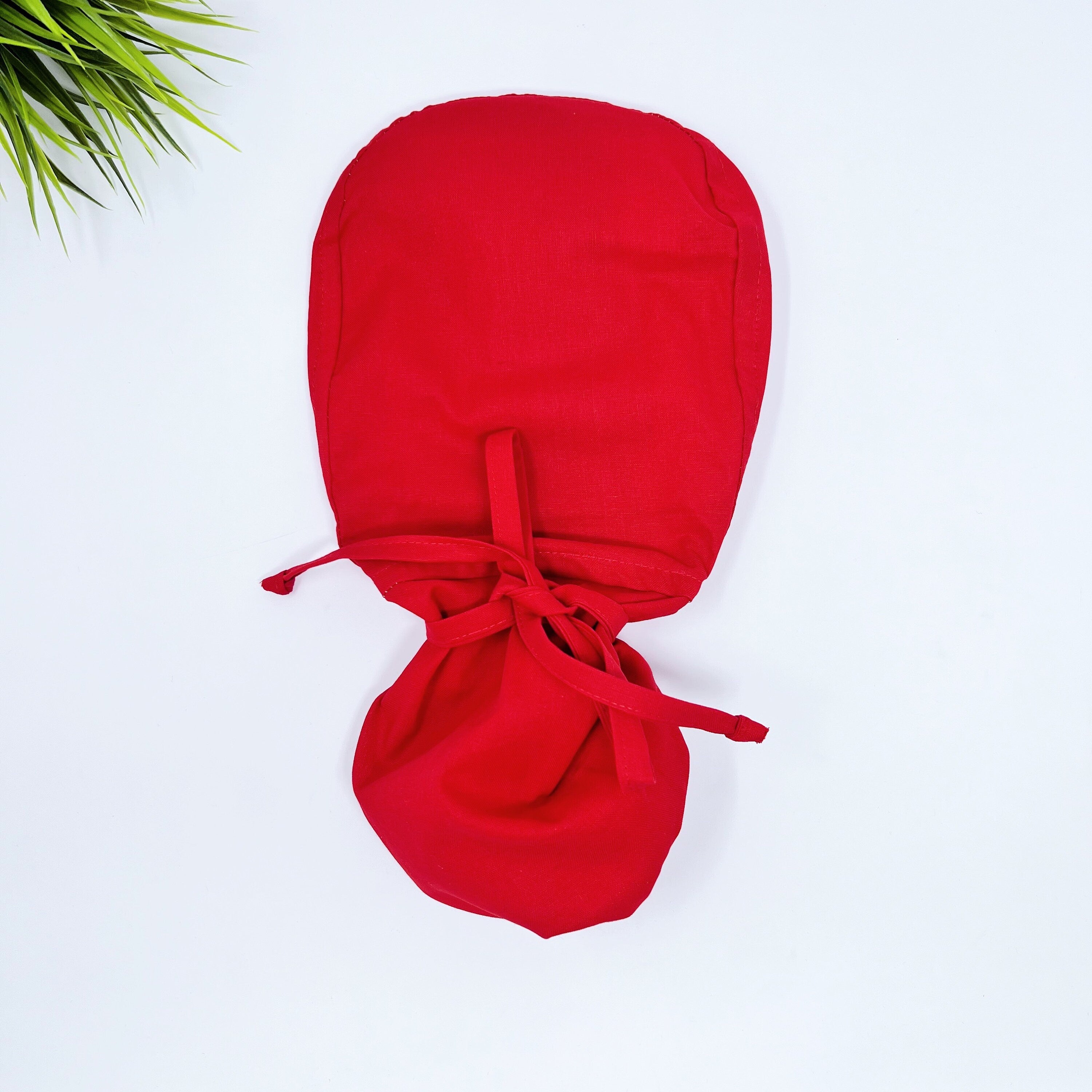 Solid red Ponytail scrub cap for women with satin lined option by Paradise Caps.