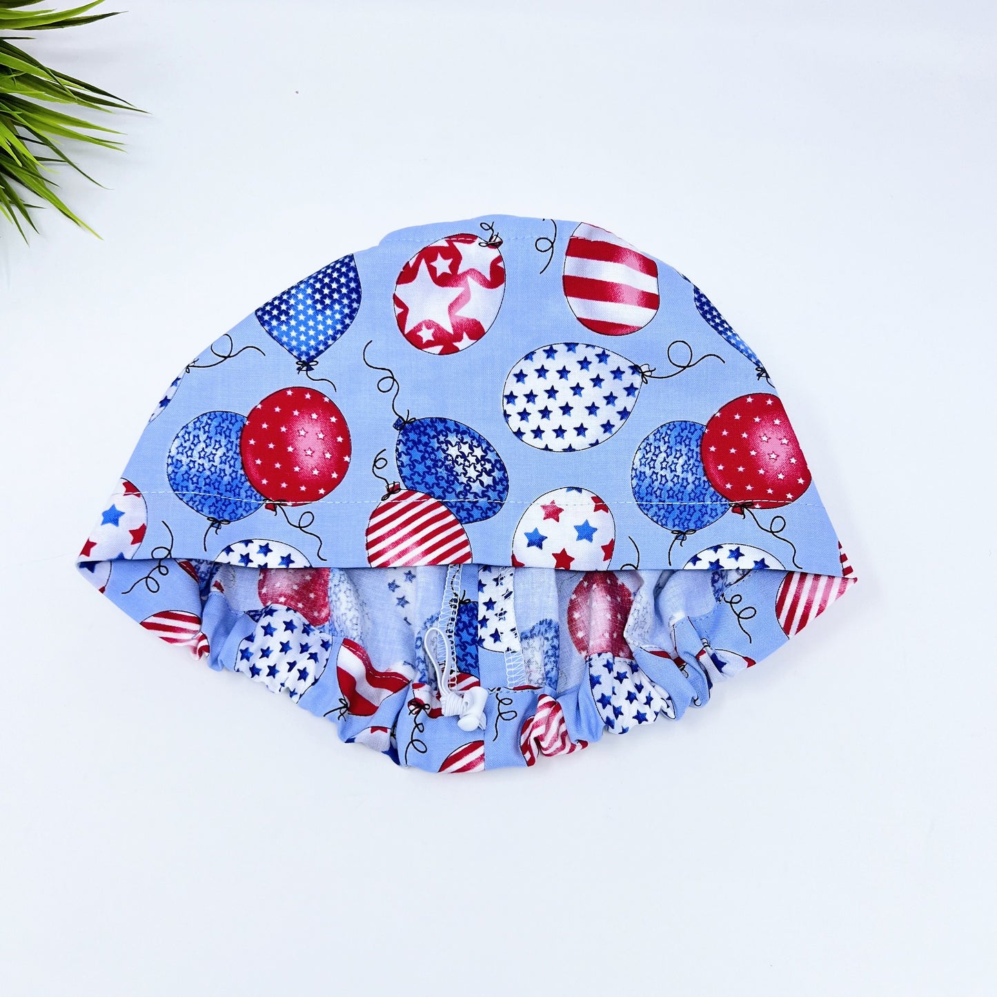 Patriotic Balloons Euro Scrub Cap for Women, Surgical cap Satin Lined Option