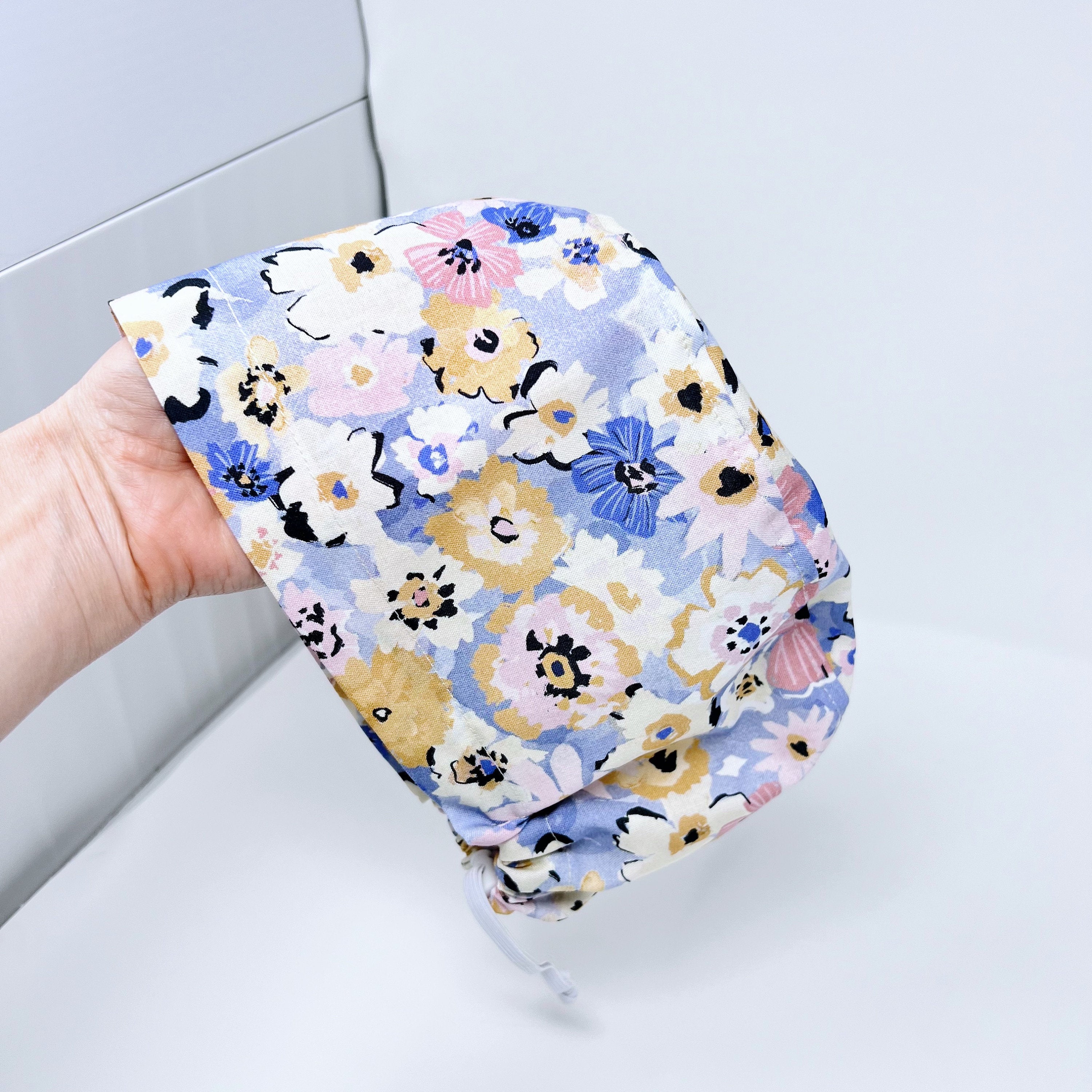 Multi Fleurs Euro Scrub Cap for Women with Satin Lined Option by Paradise Caps.