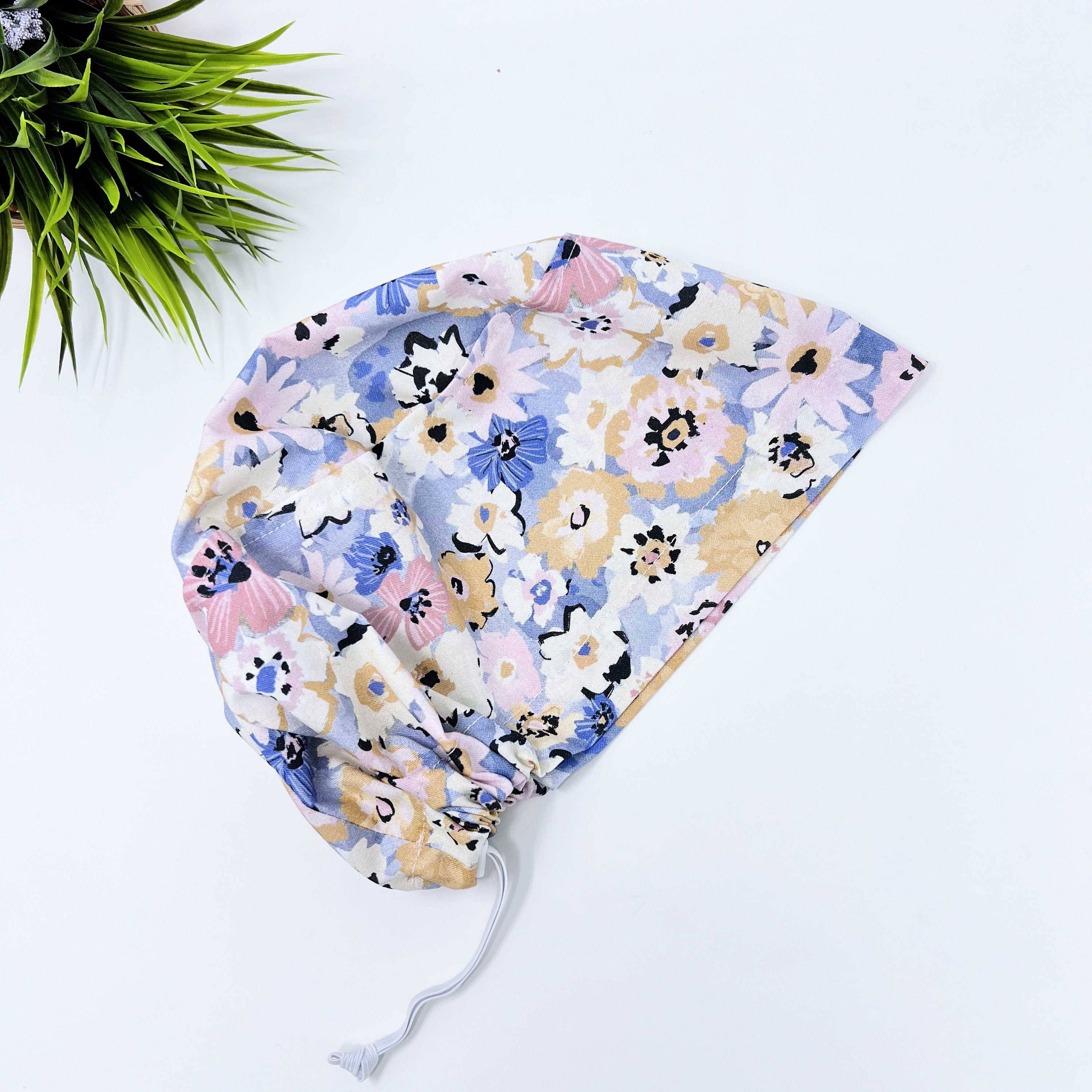 Multi Fleurs Euro Scrub Cap for Women with Satin Lined Option by Paradise Caps.