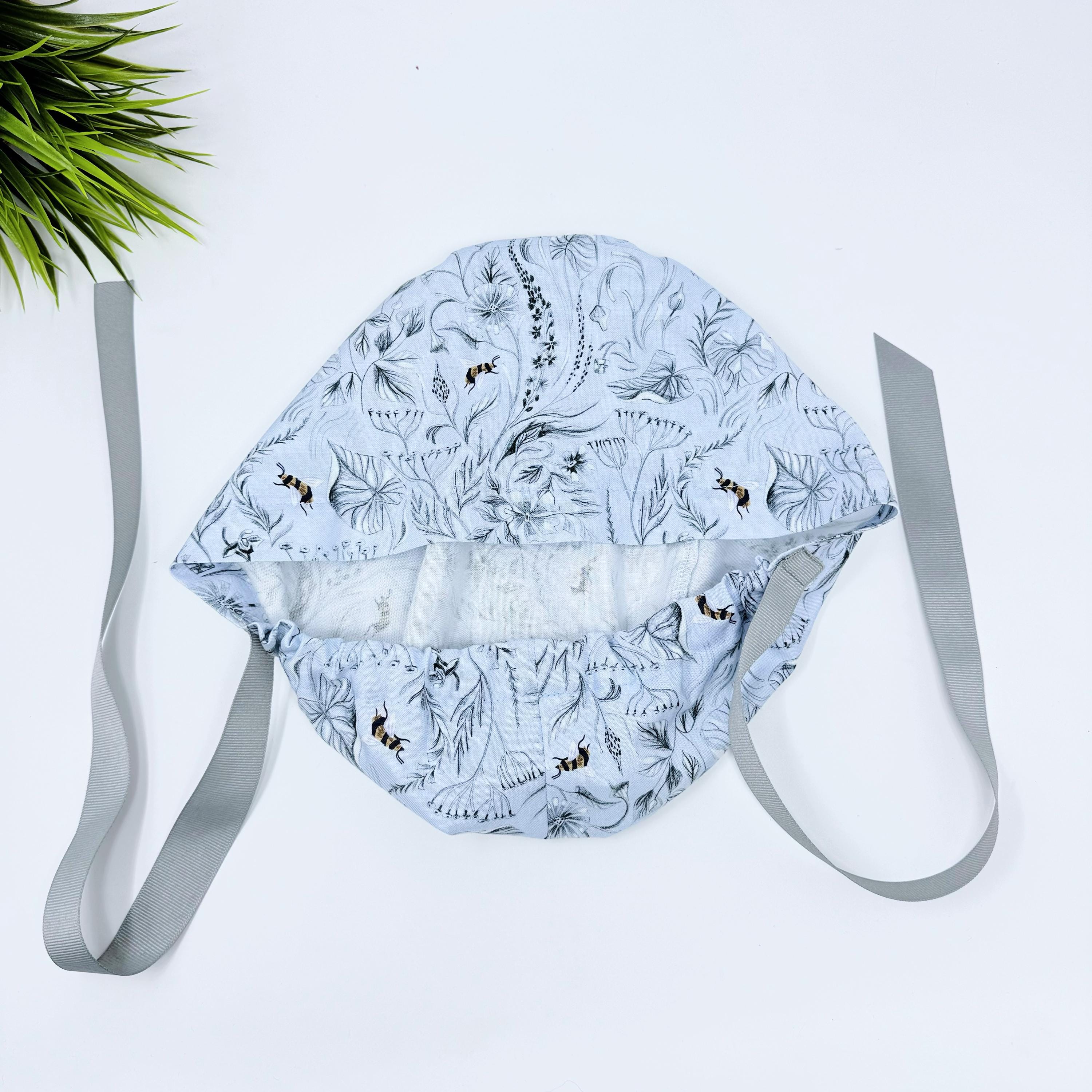 Glacier Pollinators Euro scrub cap with ties for Women by Paradise Caps. Euro PLUS style.