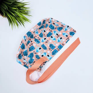 Birdhouses Euro scrub cap with ties for Women by Paradise Caps. Euro PLUS style.