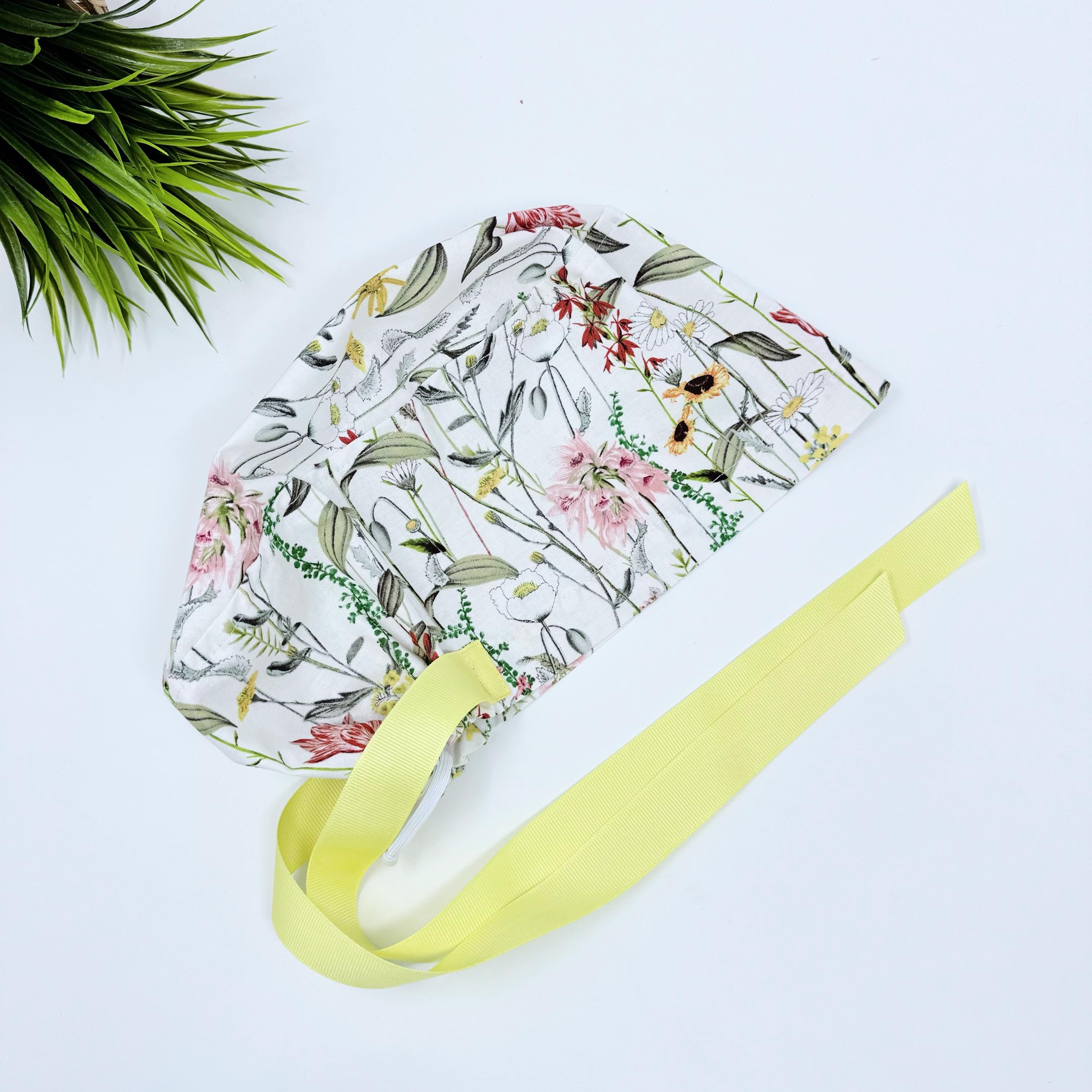 Stemmed Vintage Euro scrub cap with ties for Women by Paradise Caps. Euro PLUS style.