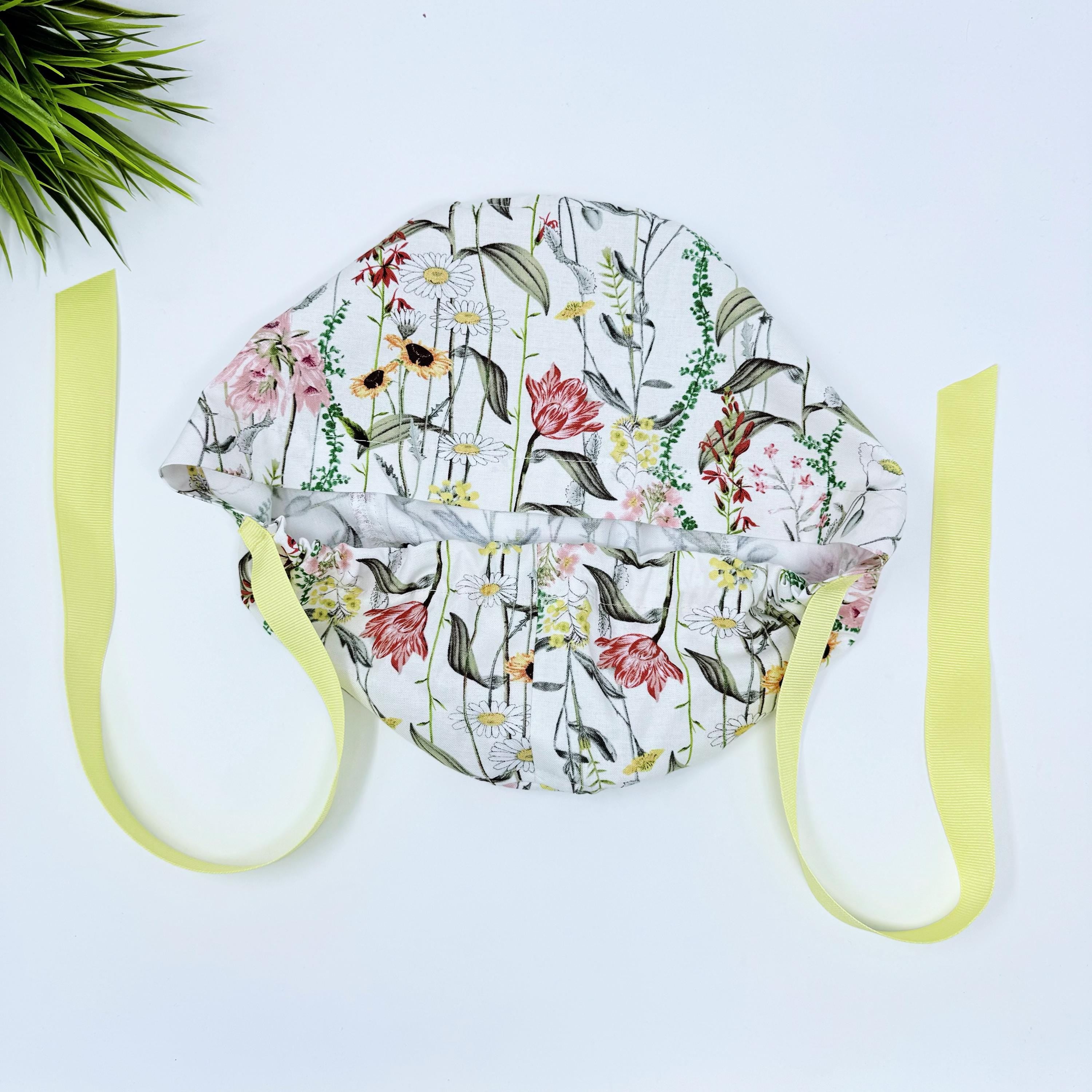 Stemmed Vintage Euro scrub cap with ties for Women by Paradise Caps. Euro PLUS style.