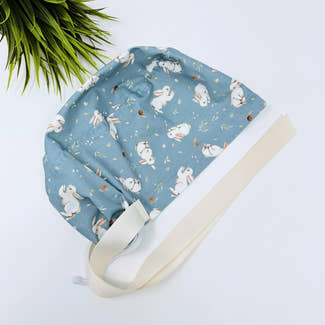 Sage bunny Euro scrub cap with ties for Women by Paradise Caps. Euro PLUS style.