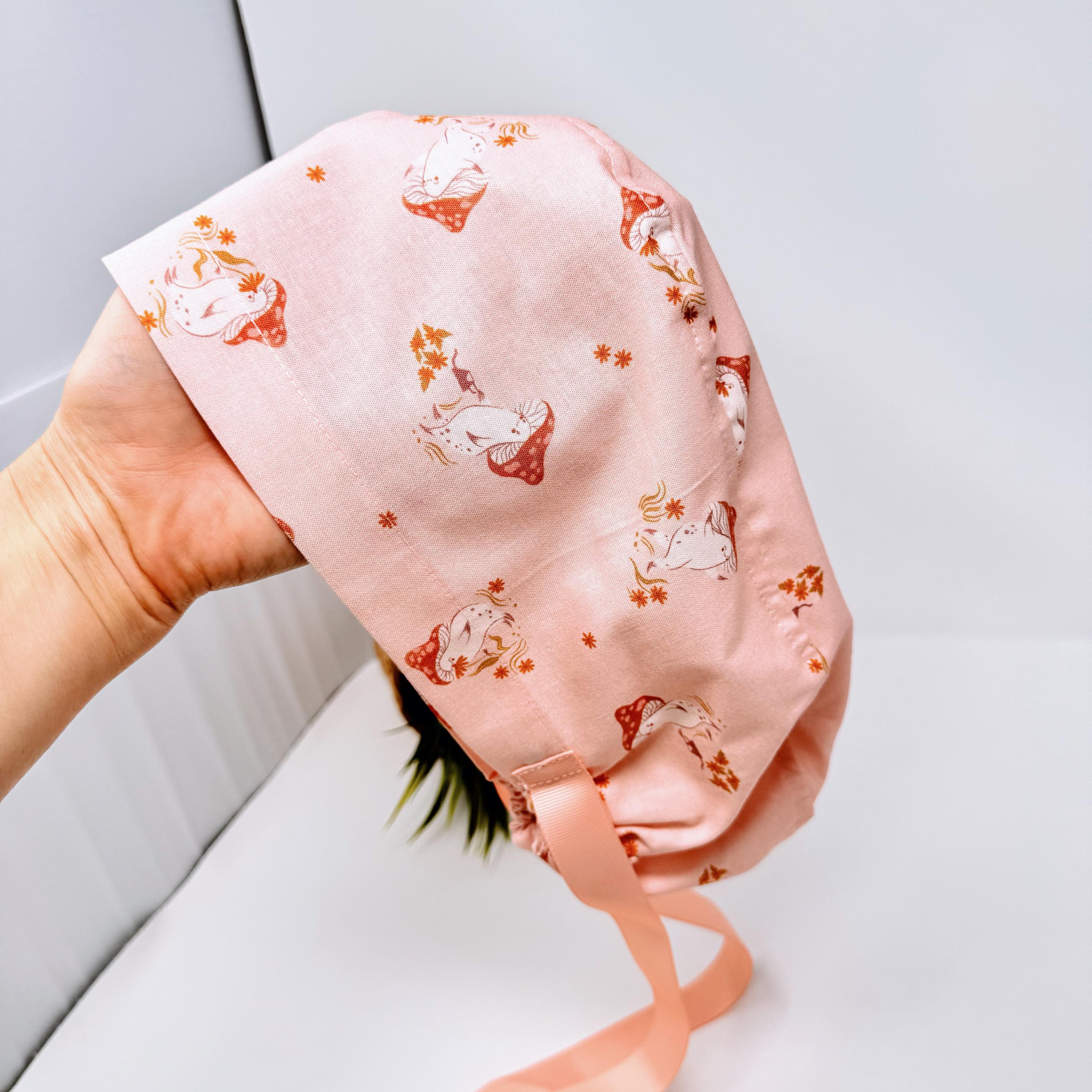 Pearl Mushroom Euro scrub cap with ties for Women by Paradise Caps. Euro PLUS style.