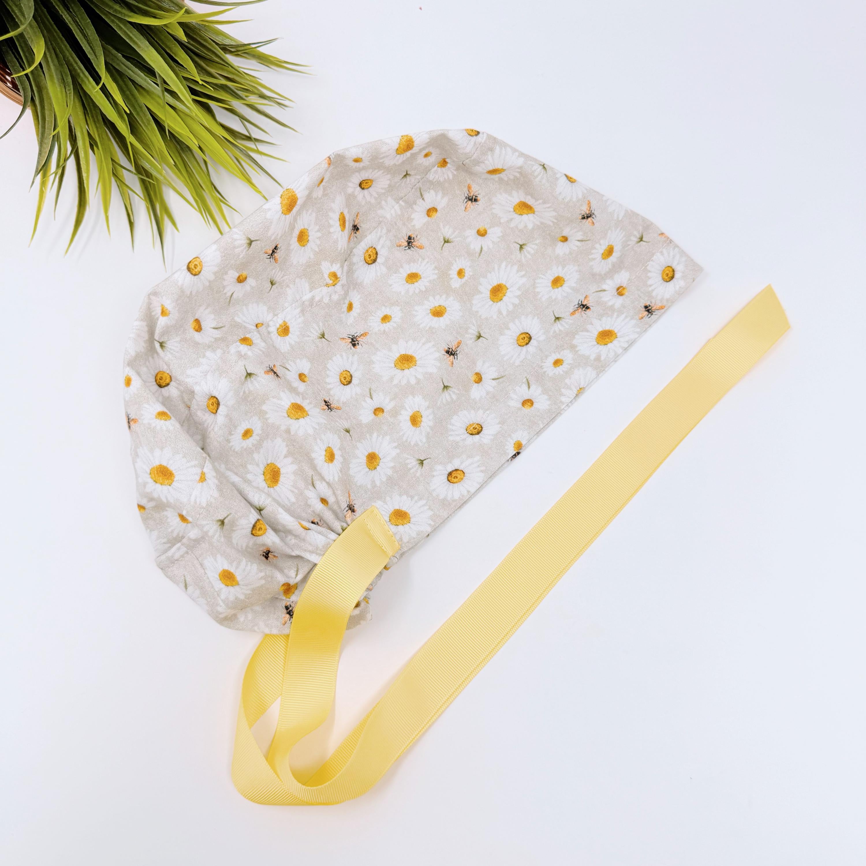 Bee And Daisy Euro scrub cap with ties for Women by Paradise Caps. Euro PLUS style.