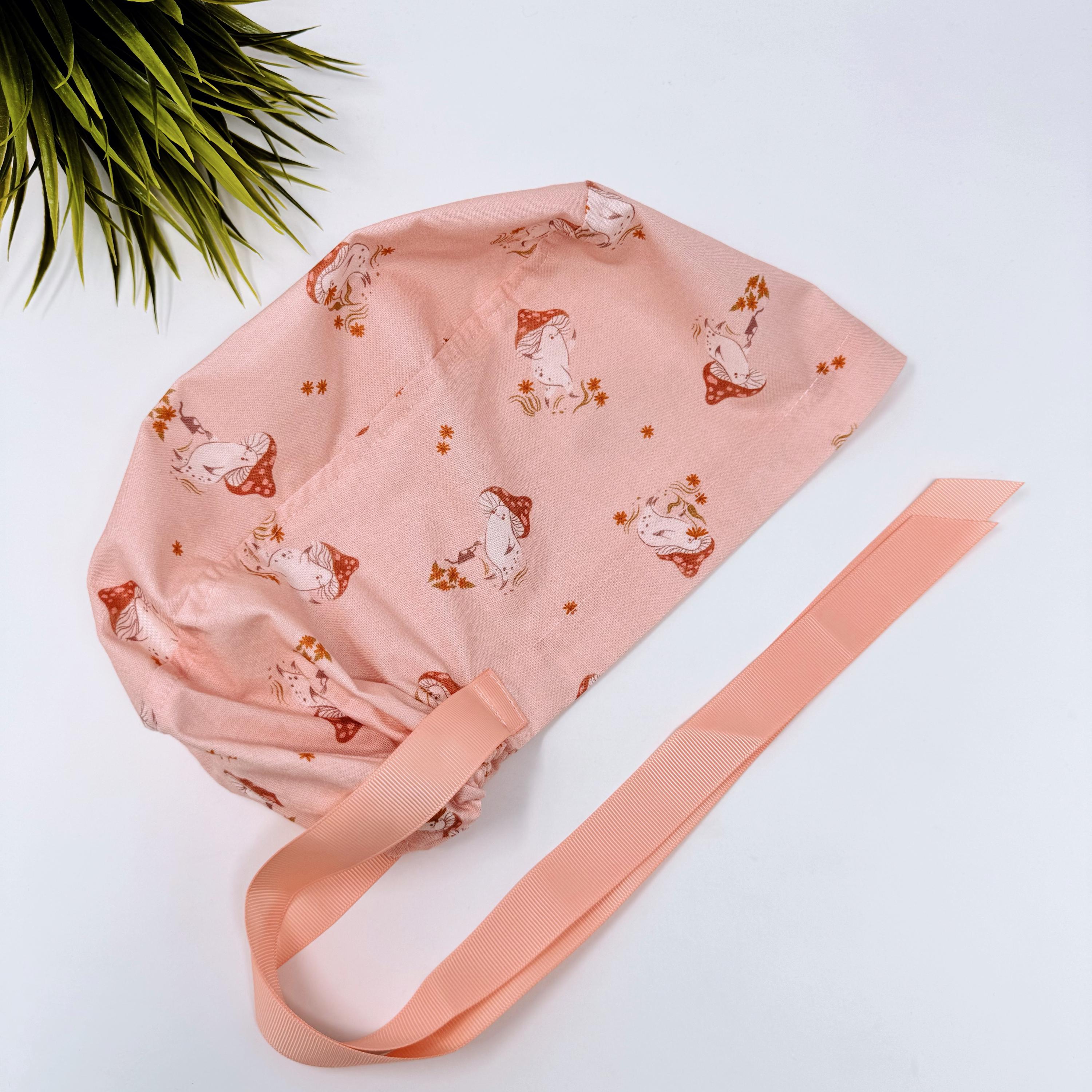 Pearl Mushroom Euro scrub cap with ties for Women by Paradise Caps. Euro PLUS style.