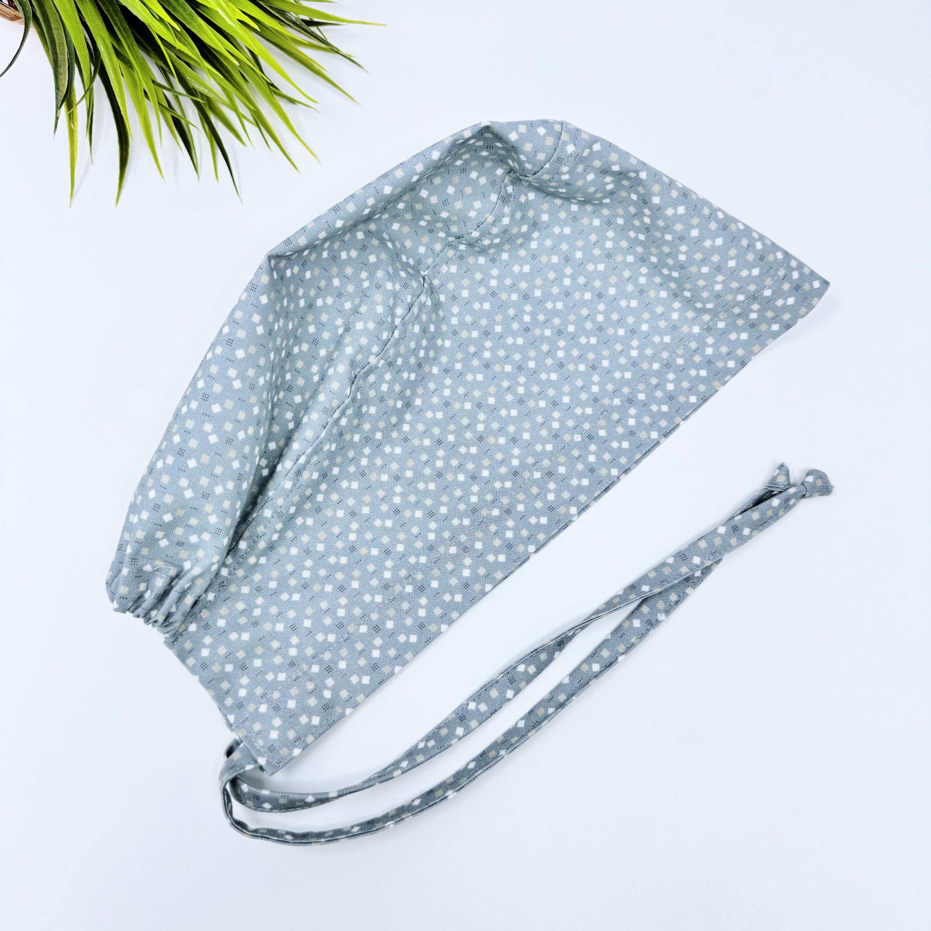 Men's surgical cap. Gray skull tie-back style scrub cap by Paradise Caps.