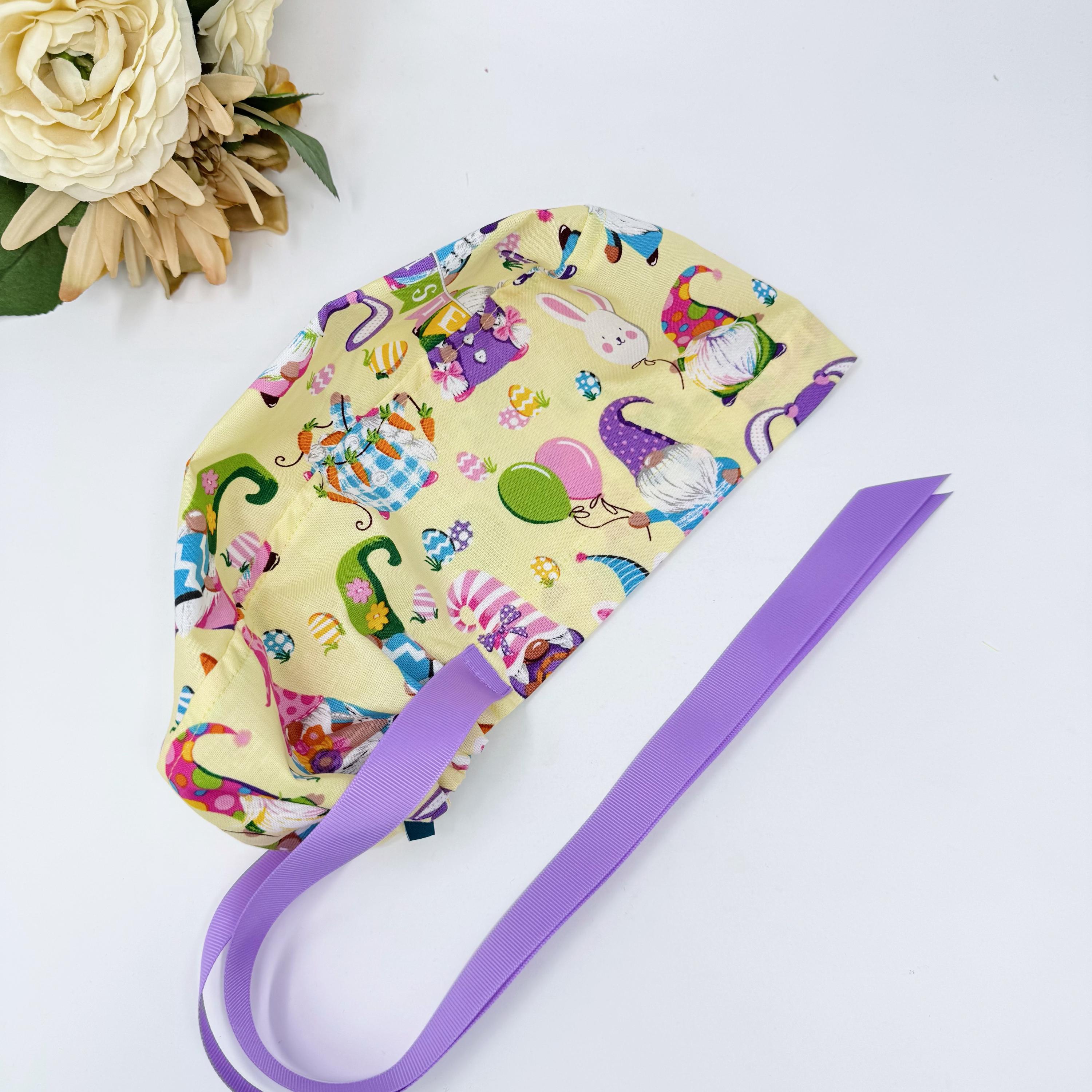 Easter Euro scrub cap with ties for Women by Paradise Caps. Euro PLUS style.