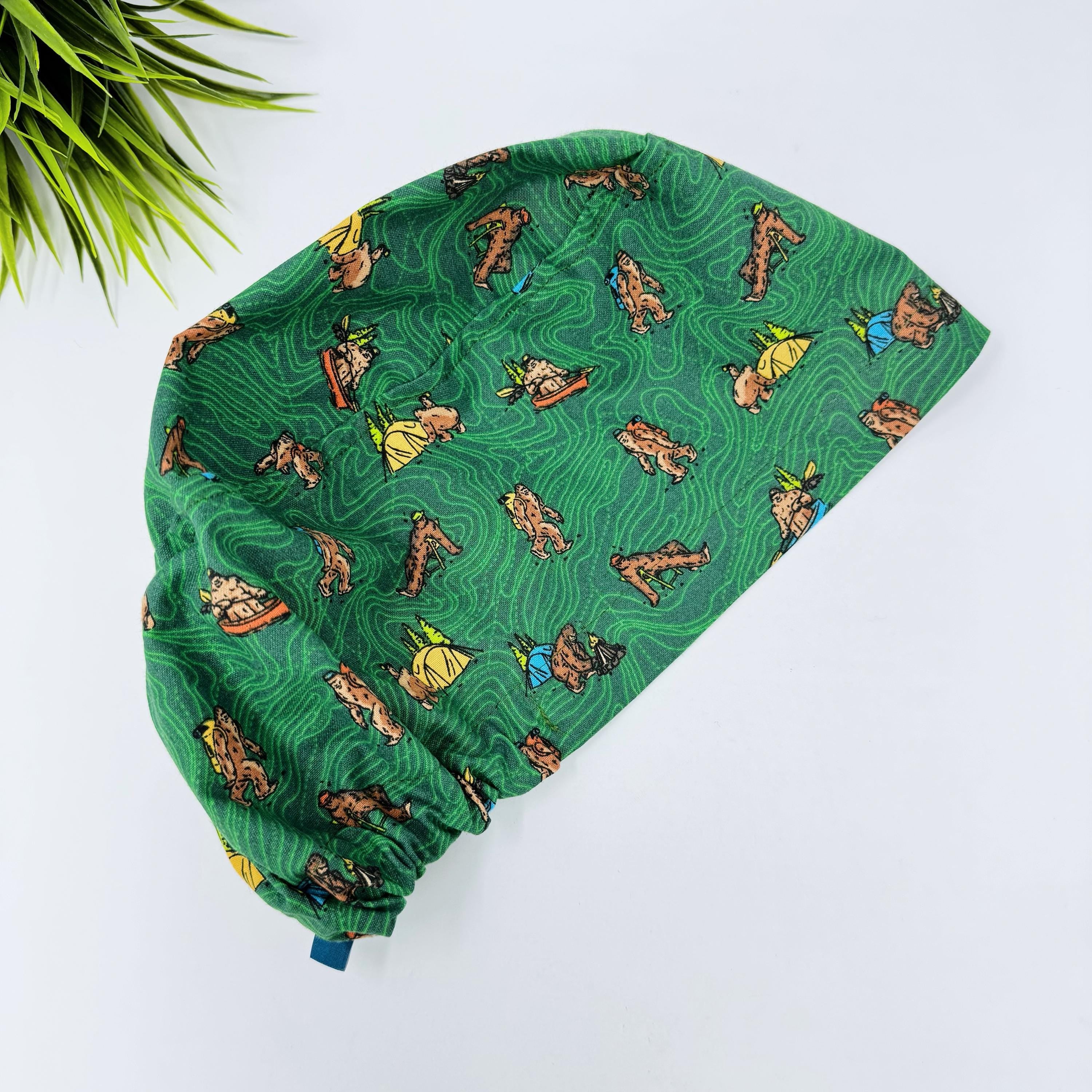 Yeti Scrub cap for women euro style. Camping European satin lined surgical cap by Paradise Caps.