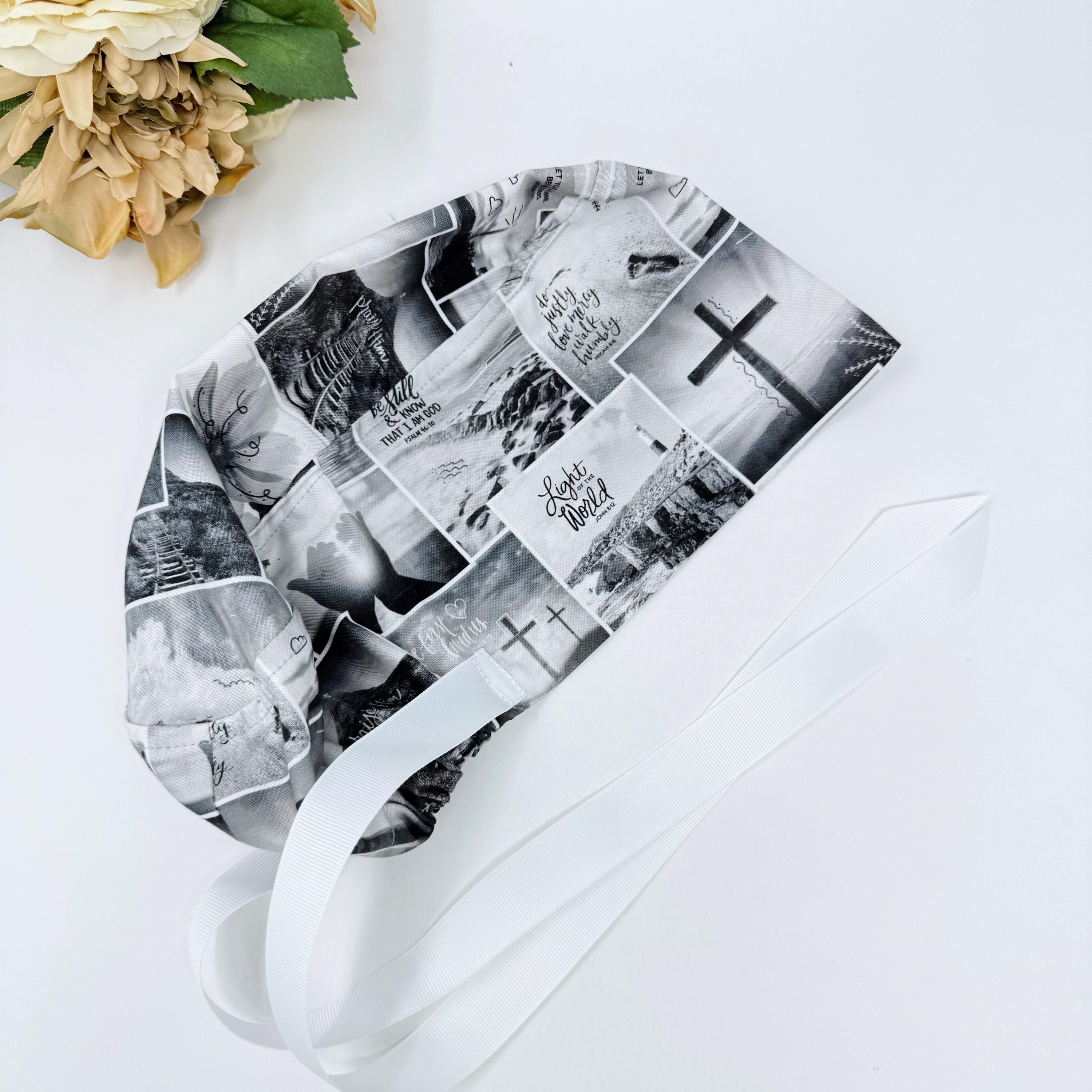 Religious Quote Euro scrub cap with ties for Women by Paradise Caps. Euro PLUS style.