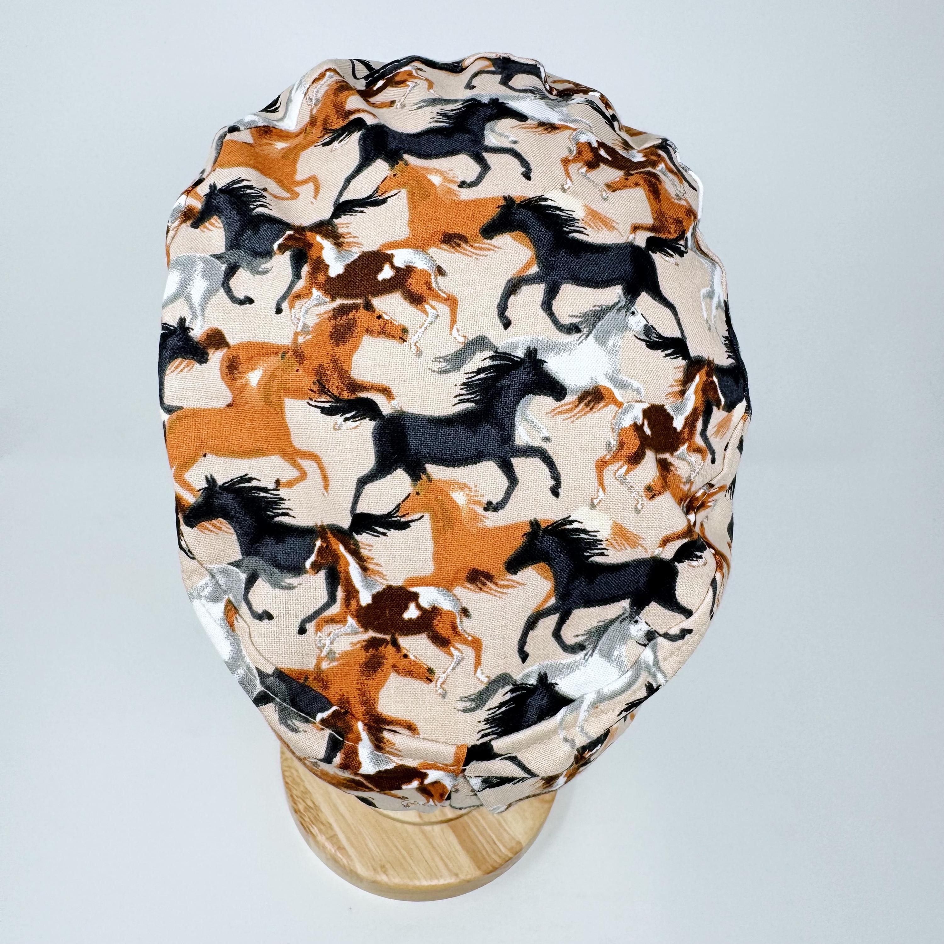Horse Euro Scrub Cap for Women with Satin Lined Option by Paradise Caps.