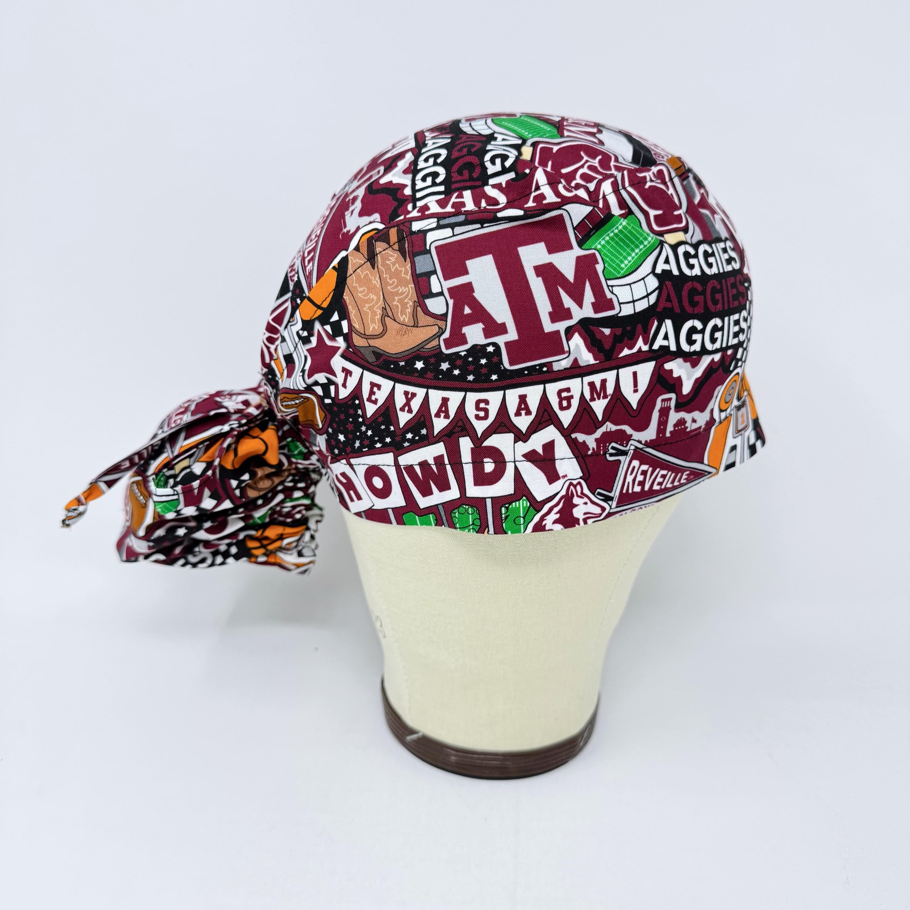 Ponytail scrub cap for women. Texas Scrub hat with satin lined option by Paradise Caps.