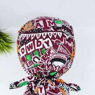 Ponytail scrub cap for women. Texas Scrub hat with satin lined option by Paradise Caps.