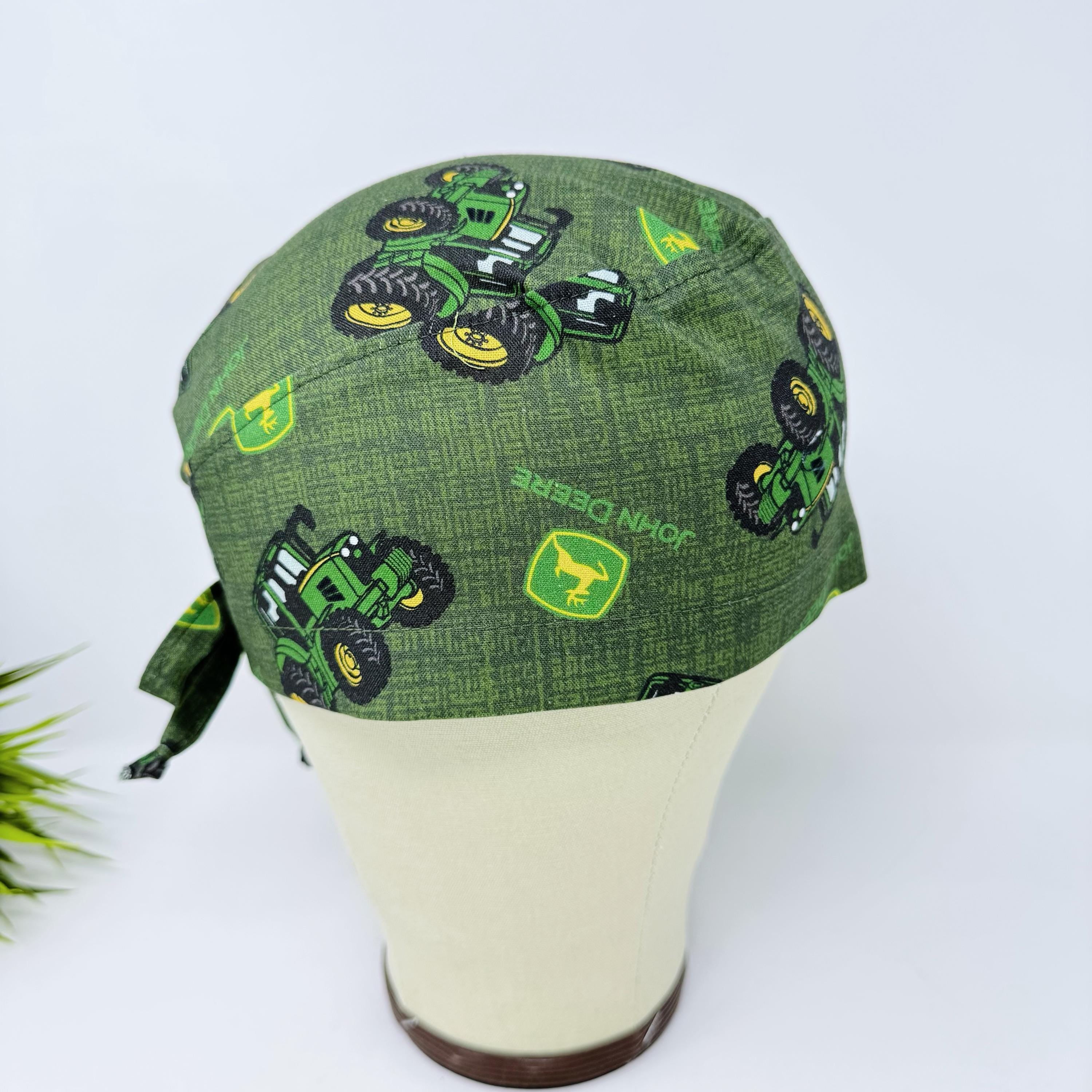 Surgical scrub cap for men. Country Tractor tie back scrub hat by Paradise Caps.