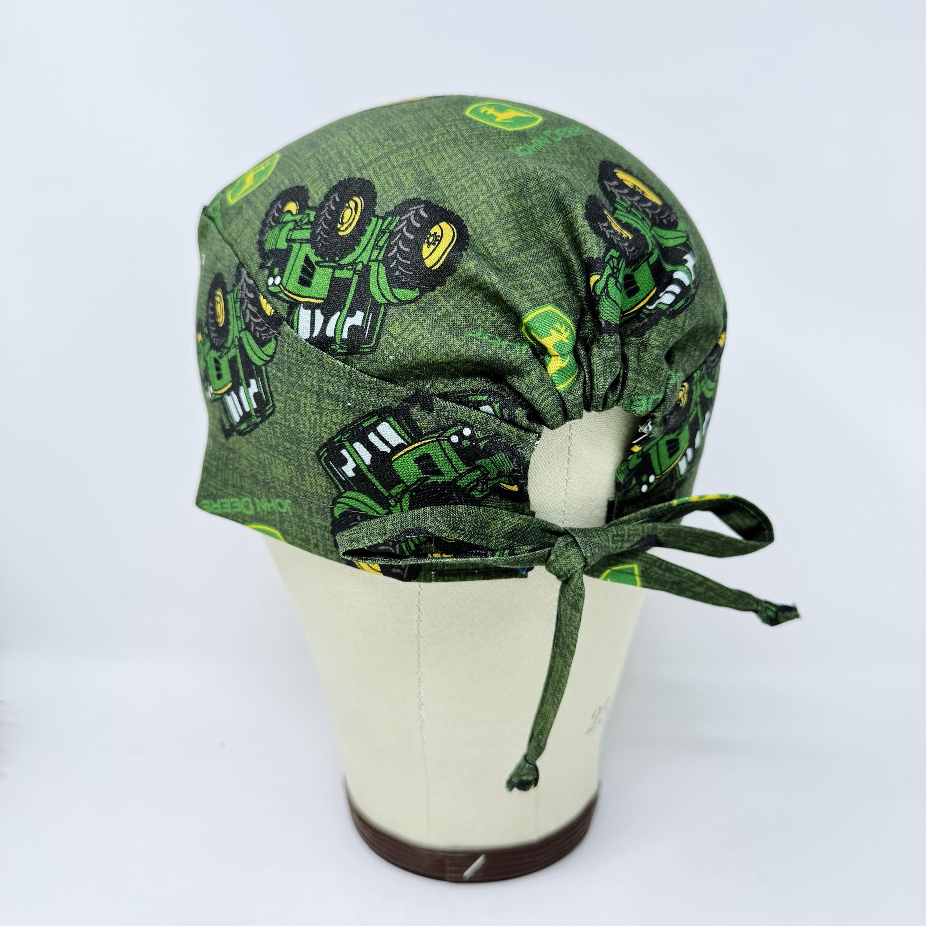 Surgical scrub cap for men. Country Tractor tie back scrub hat by Paradise Caps.