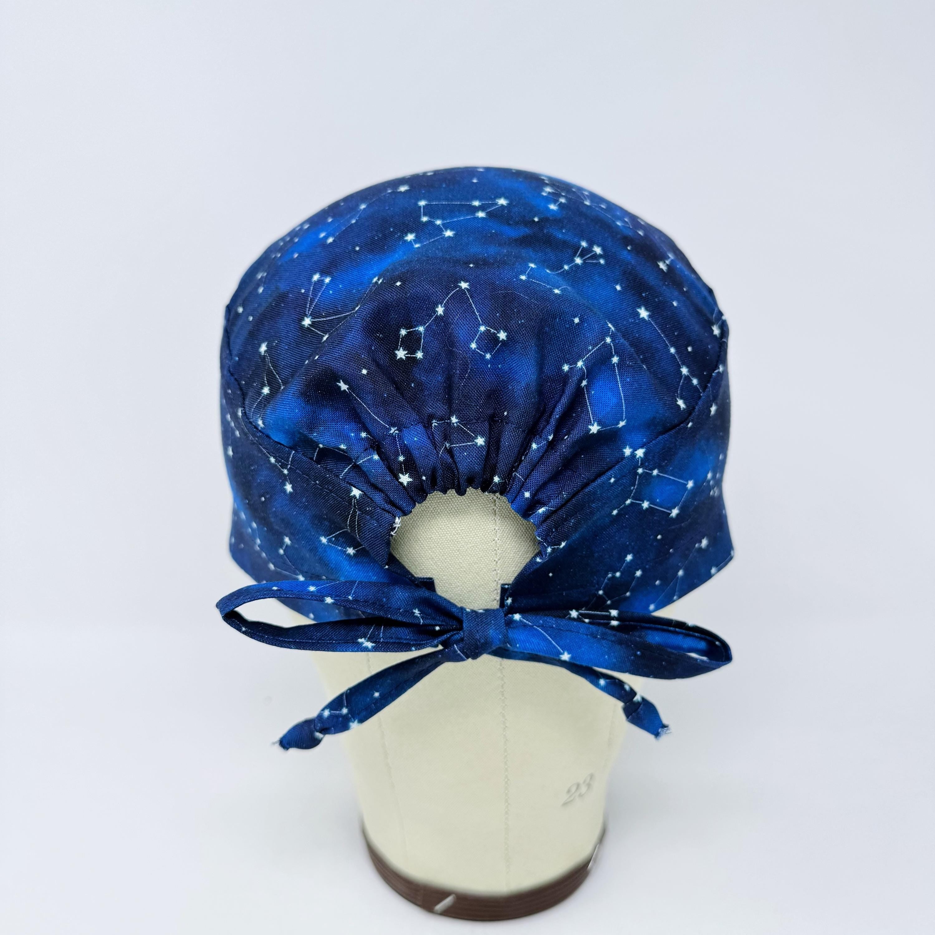 Men's surgical scrub cap. Constellation Blue tie back scrub hat by Paradise Caps.