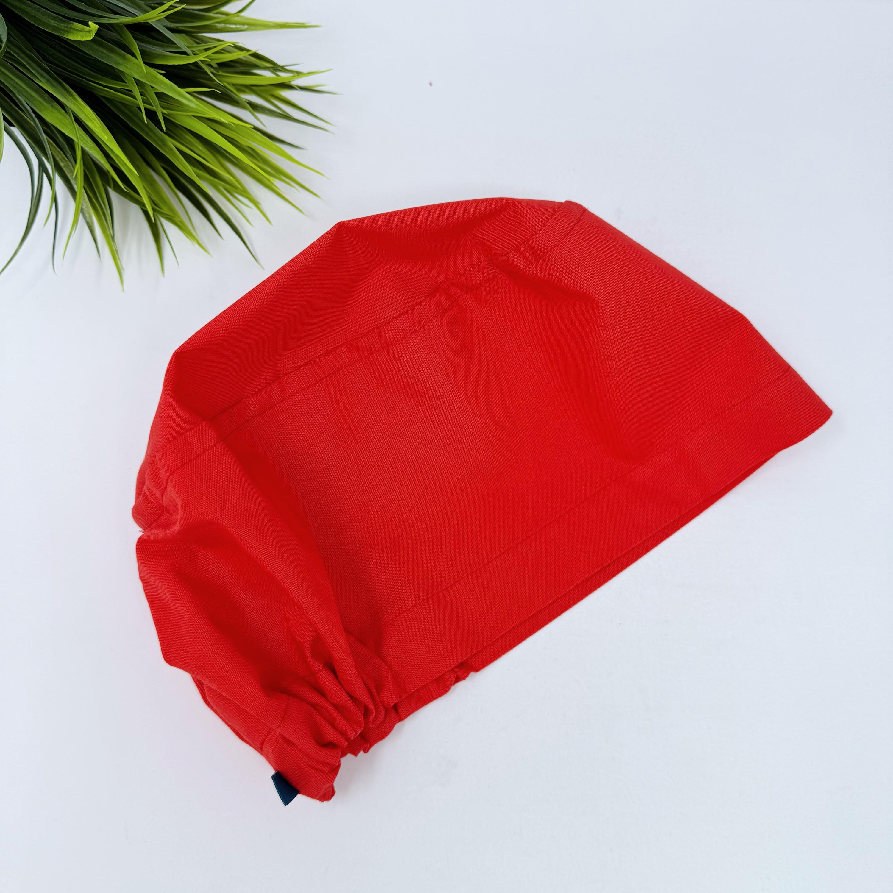 Red Scrub cap for women euro style. Solid European satin lined surgical cap by Paradise Caps.