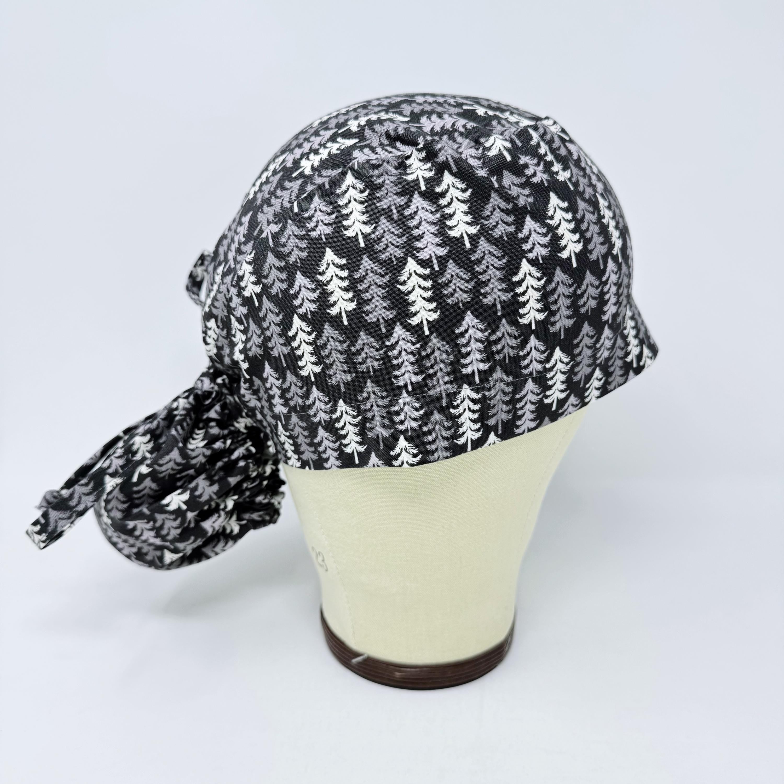 Ponytail scrub cap for women with satin lined option. Nordic Pines Surgical hat with ponytail by Paradise Caps.