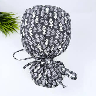Ponytail scrub cap for women with satin lined option. Nordic Pines Surgical hat with ponytail by Paradise Caps.