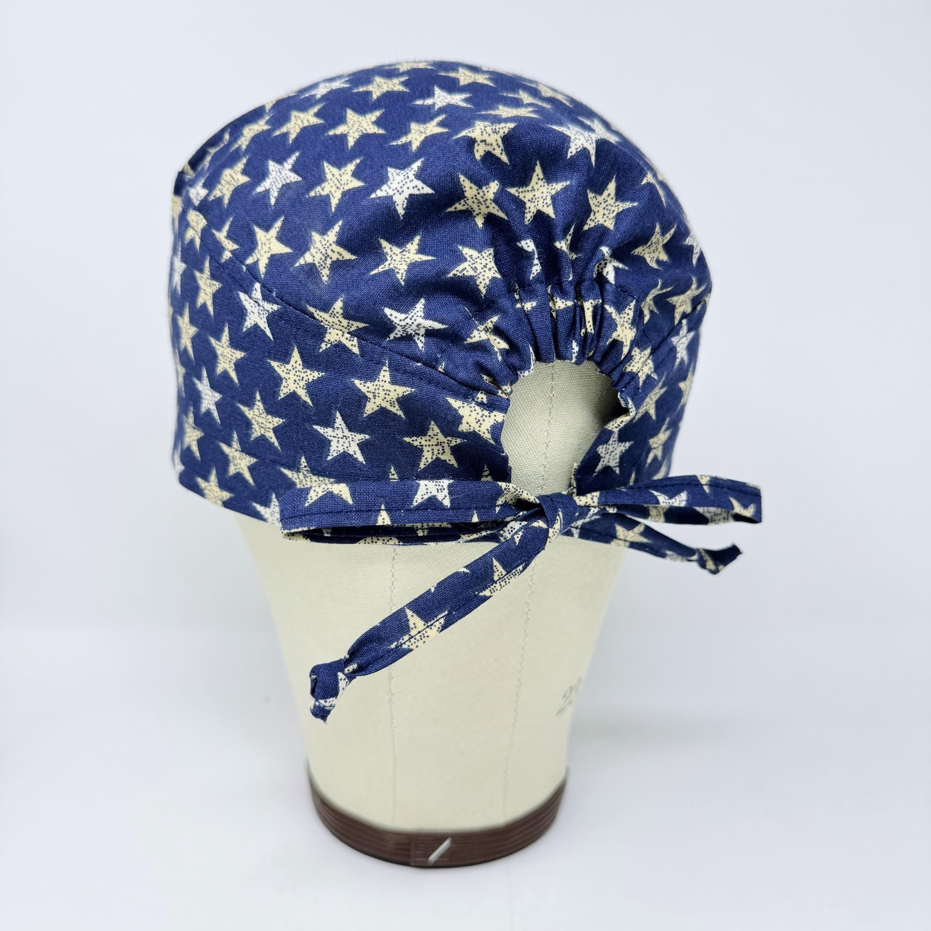 Men's surgical scrub cap. Star tie back scrub hat by Paradise Caps.
