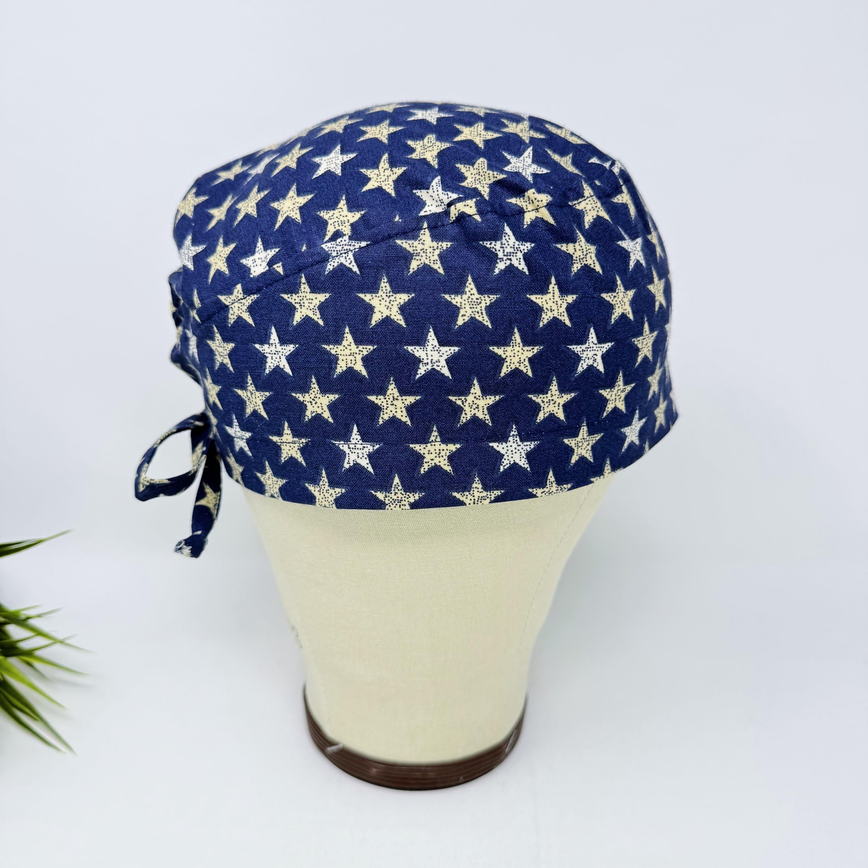 Men's surgical scrub cap. Star tie back scrub hat by Paradise Caps.