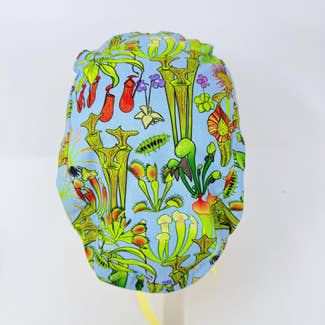 Euro scrub cap with ties for Women, Botanical Lab European Surgical cap with Satin Lined option by Paradise Caps. Euro PLUS style.